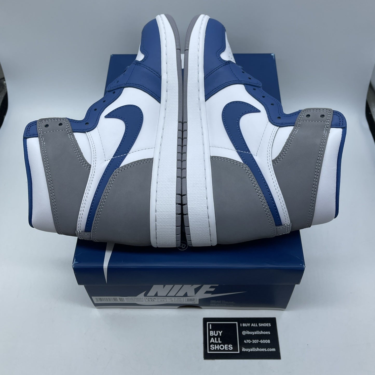 Size 10 - Jordan 1 Retro OG High True Blue Grey Leather Suede (DZ5486-410)