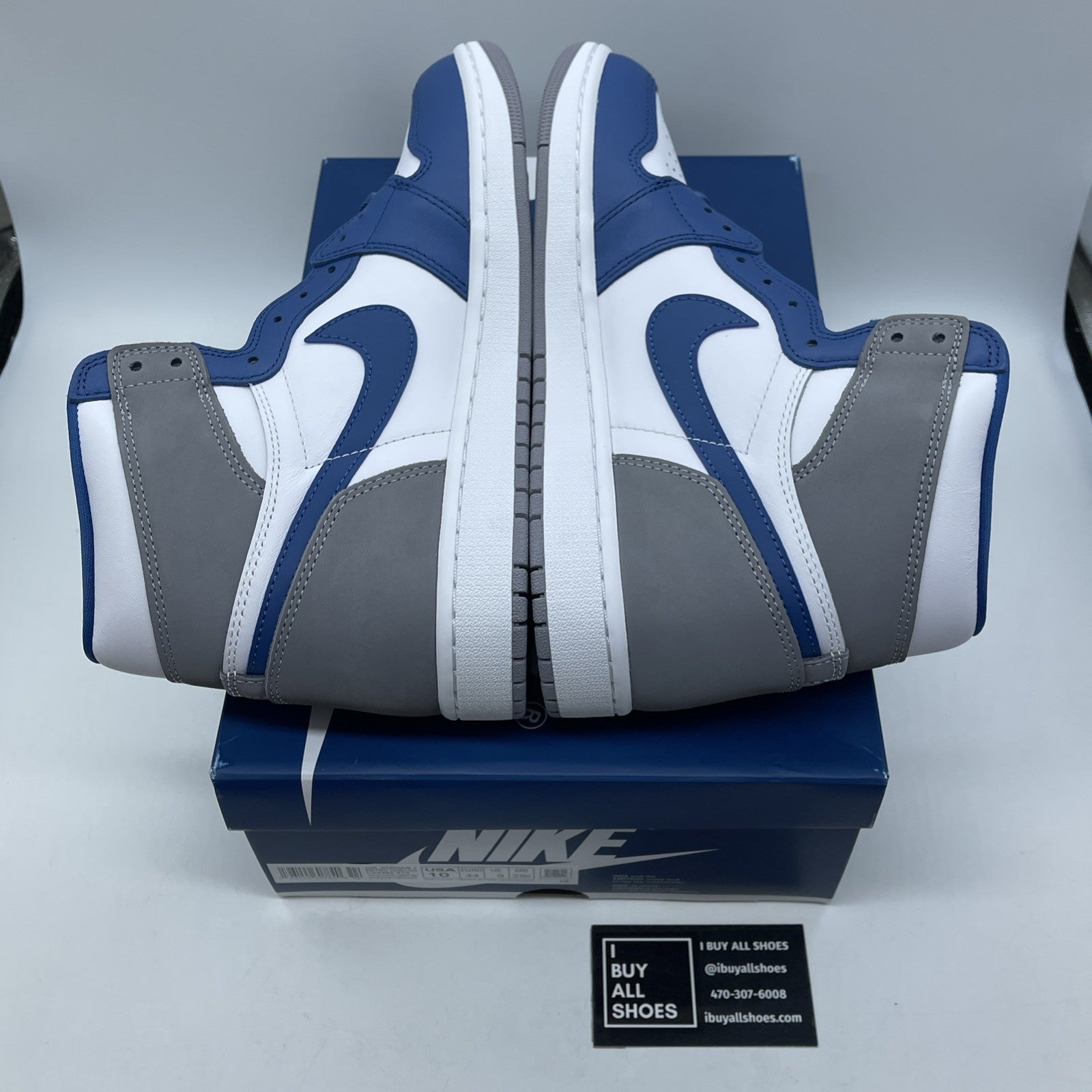 Size 10 - Jordan 1 Retro OG High True Blue Grey Leather Suede (DZ5486-410)