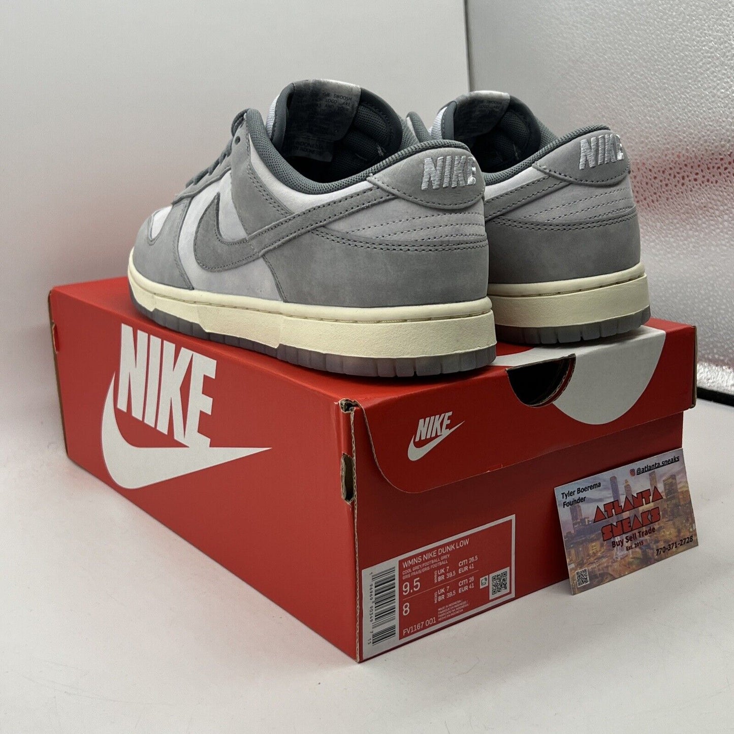 Size 9.5 - Nike Dunk Low Cool Grey W Suede Leather White (FV1167-001)