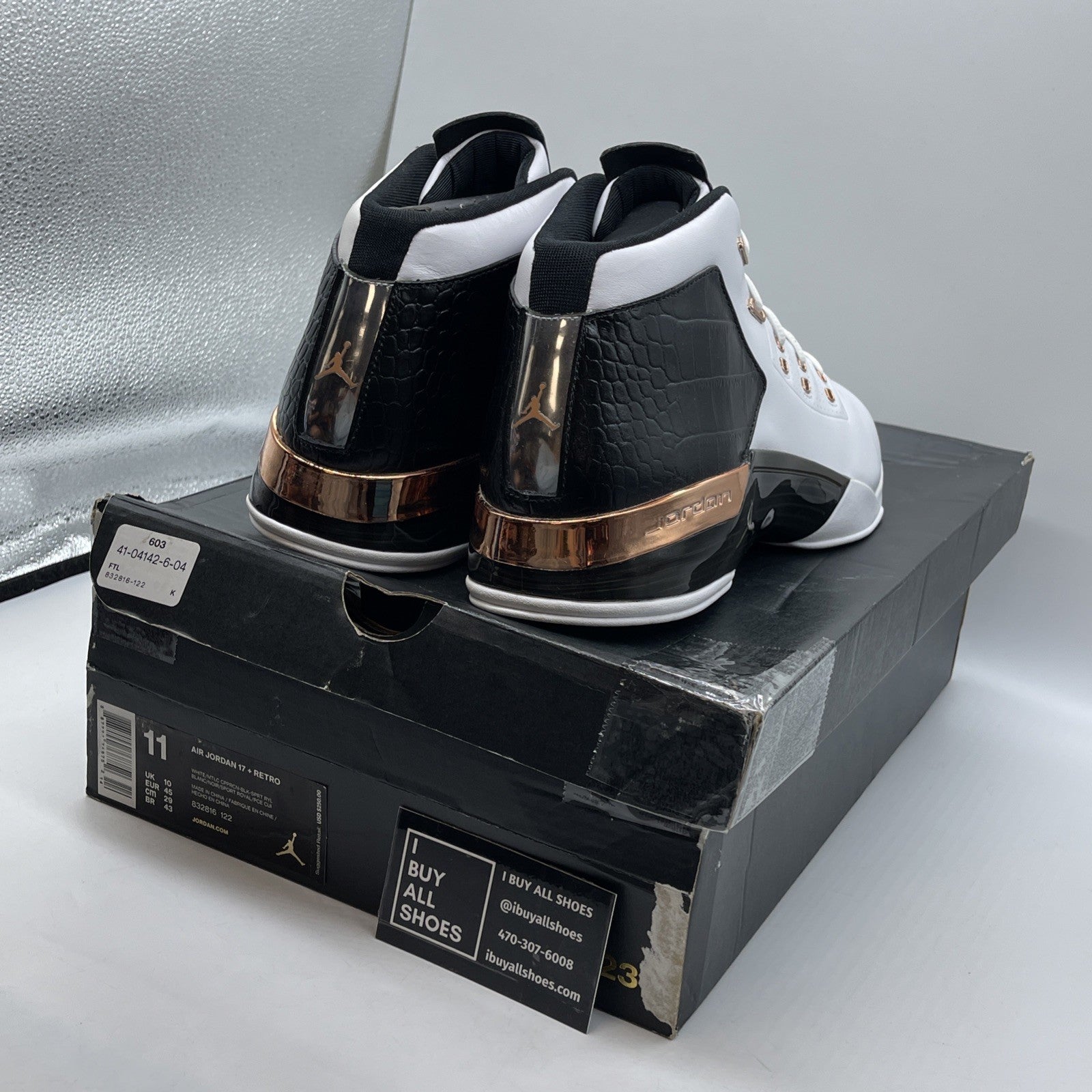 Size 11 - Air Jordan 17+ Retro 2016 Copper White Black Leather (832816-122)
