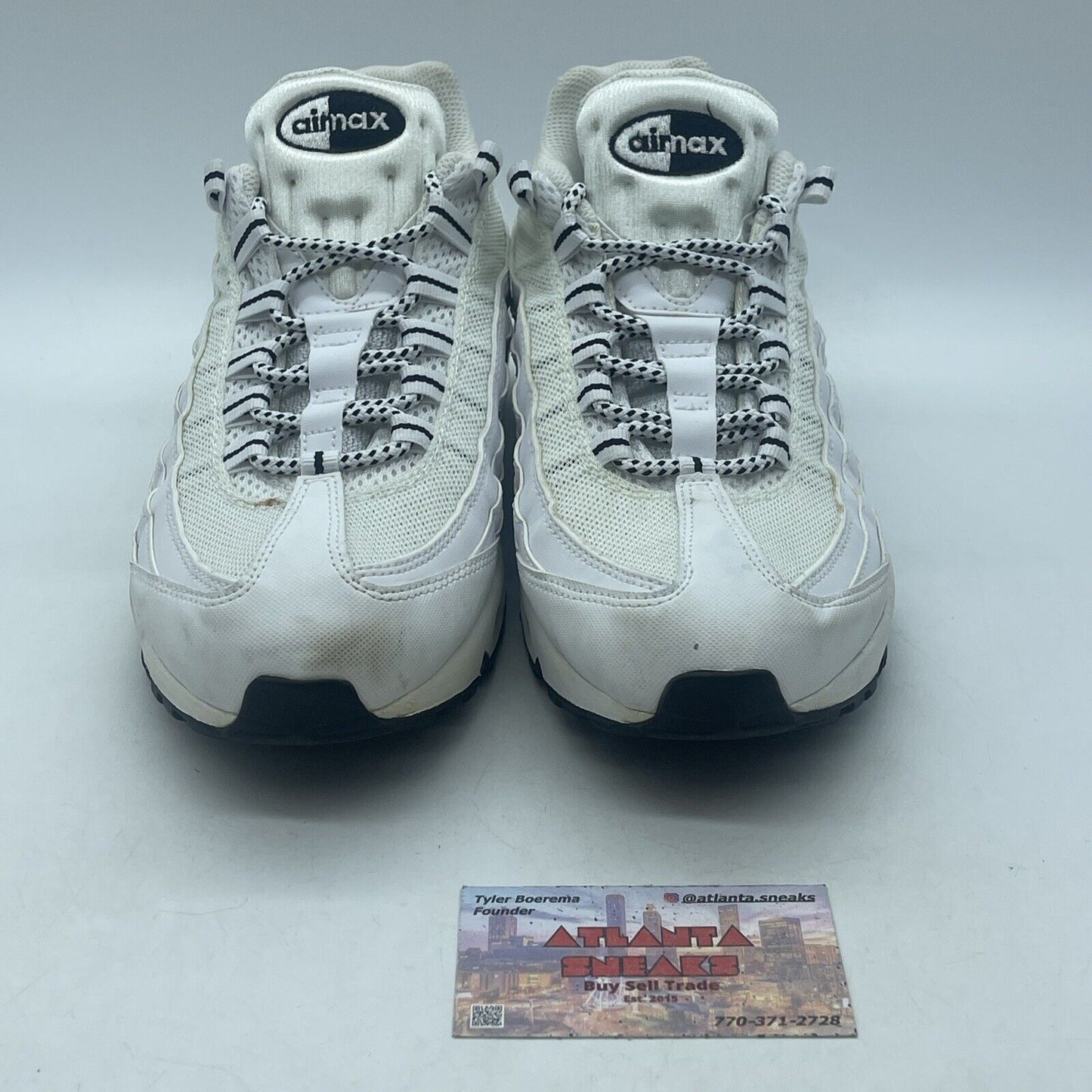 Size 9.5 - Nike Air Max 95 White/Black Grey Leather Suede (609048-109)