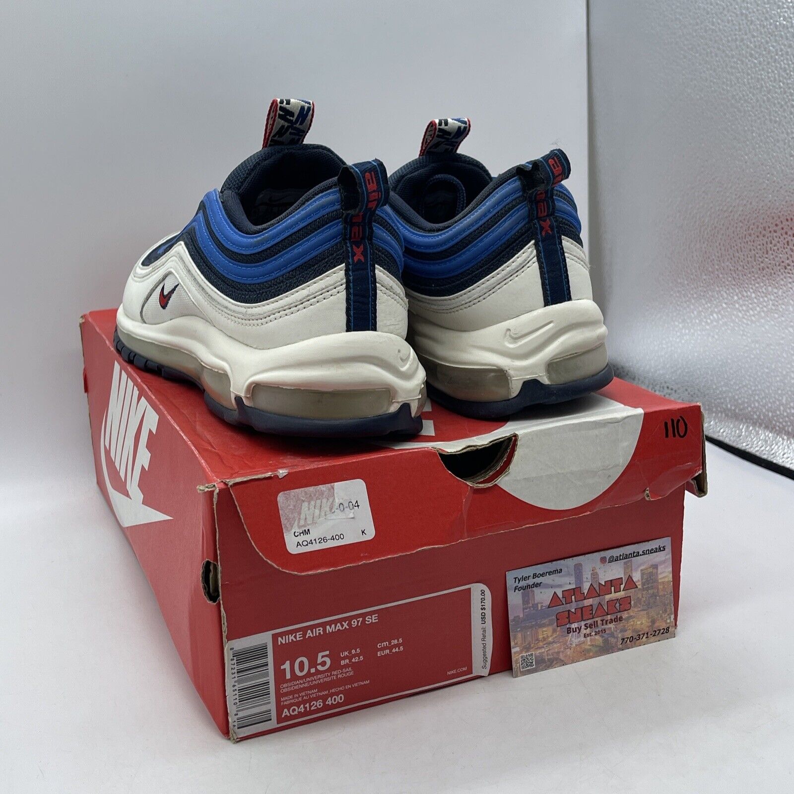 Size 10.5 - Nike Air Max 97 SE Blue Nebula Suede White Leather (AQ4126-400)