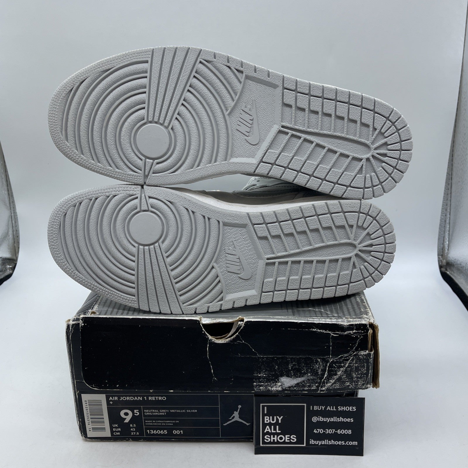 Size 9.5 - Air Jordan 1 Retro + 2001 Neutral Grey (136065-001)