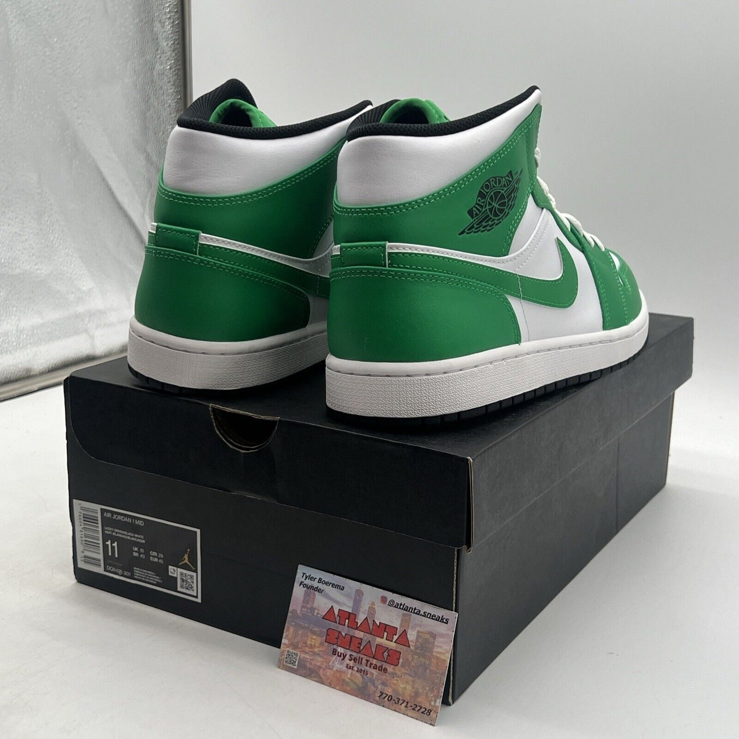 Size 11 - Air Jordan 1 Mid Lucky Green White Black Leather (DQ8426-301)