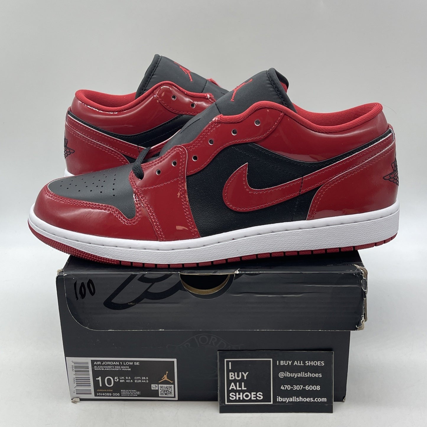 Size 10.5 - Air Jordan 1 Low Patent Varsity Red Black (HV4089-006)