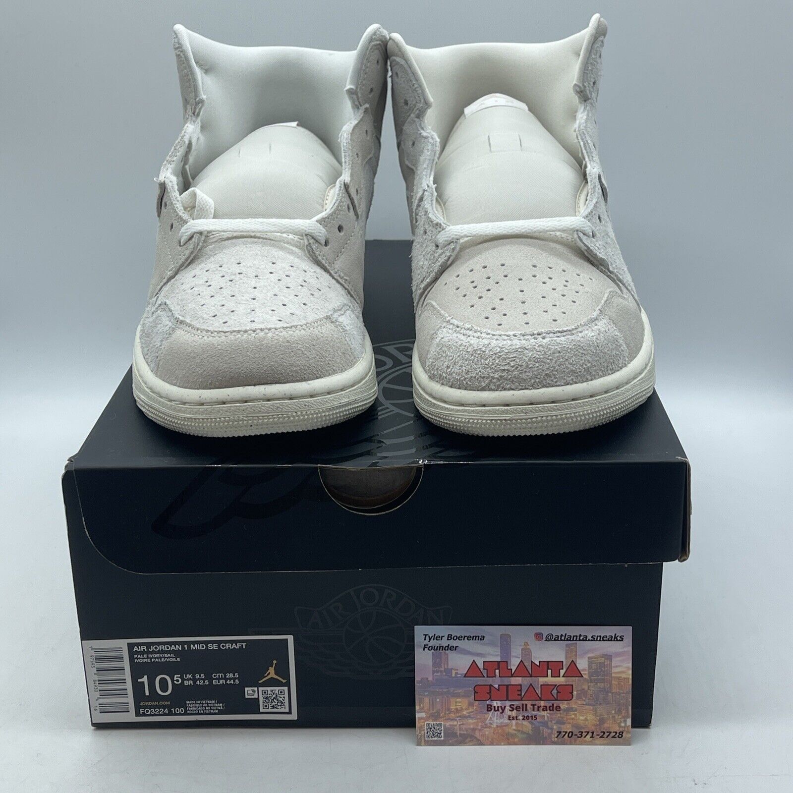 Size 10.5 - Air Jordan 1 Mid SE Craft Pale Ivory Sail Suede (FQ3224-100)