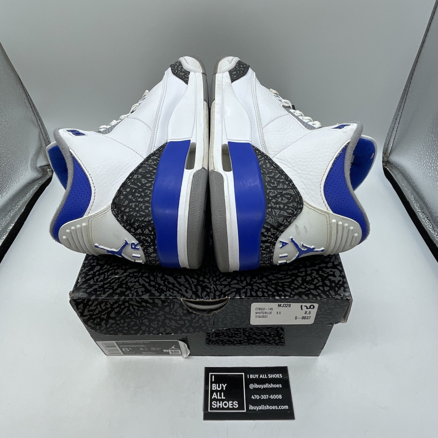 Size 8.5 - Jordan 3 Retro Mid Racer Blue White Black Suede Leather (CT8532-145)