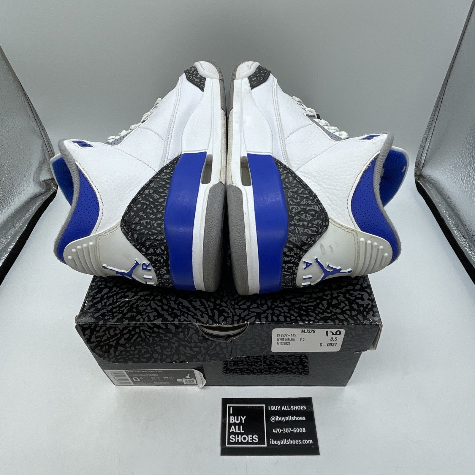 Size 8.5 - Jordan 3 Retro Mid Racer Blue White Black Suede Leather (CT8532-145)