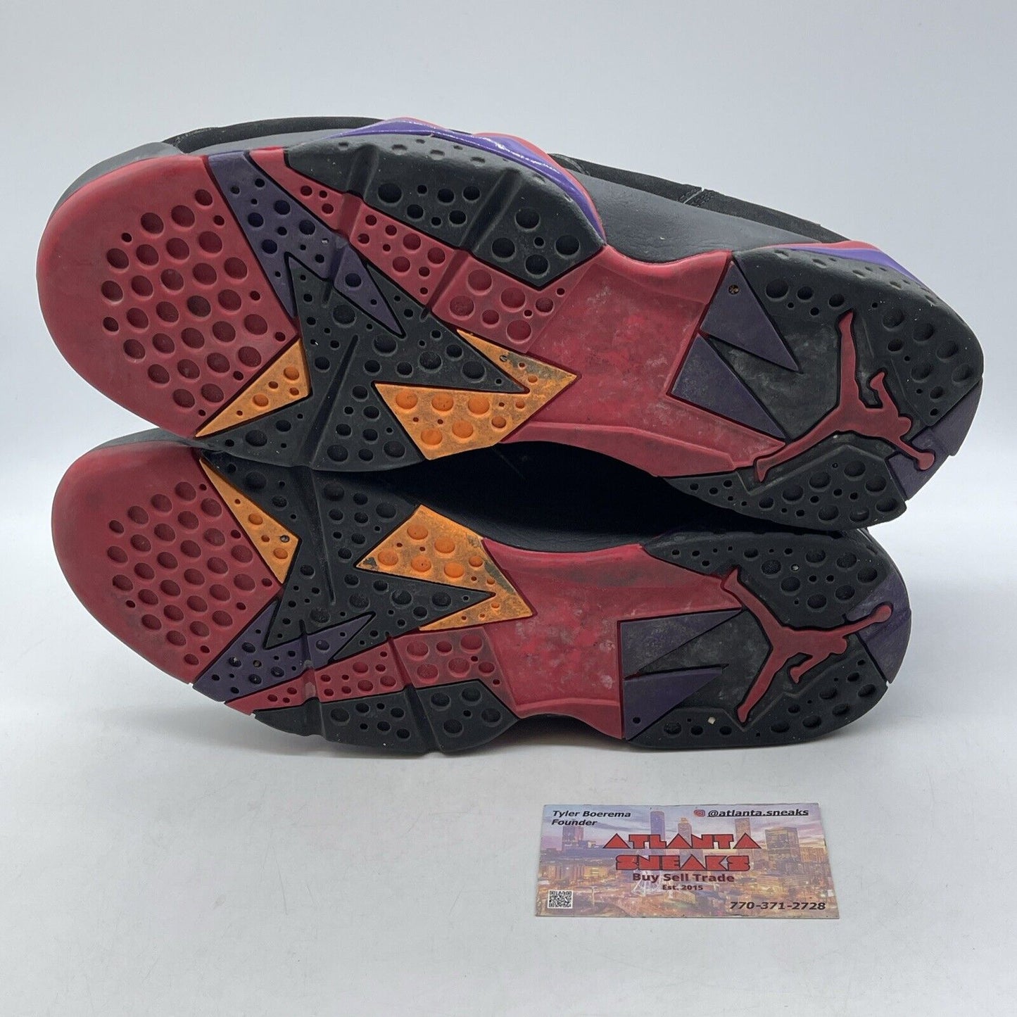 Size 9 - Air Jordan 7 Retro 2012 Raptor Black Red Purple Suede (304775-018)