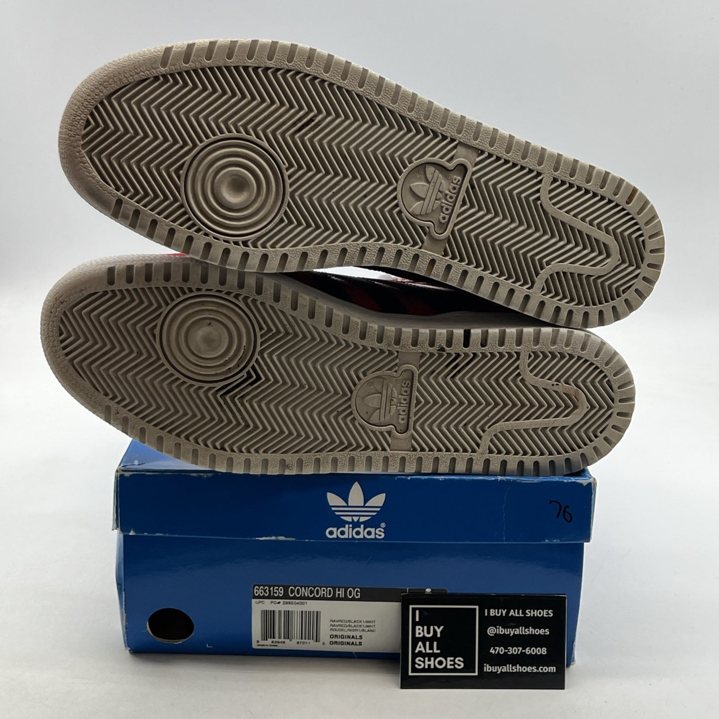 Size 11 - Adidas Concord Red Leather High Top Sneaker (663159)