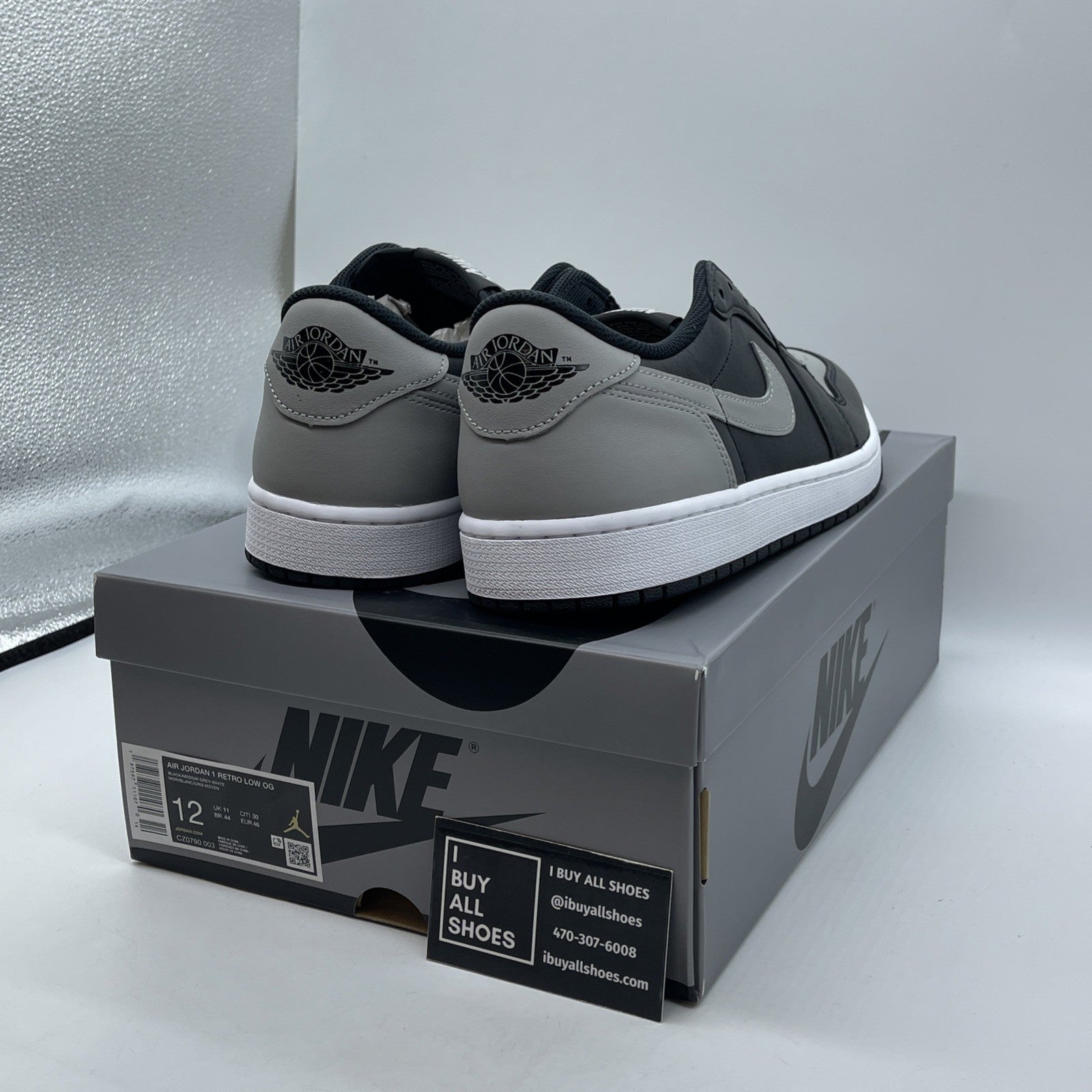 Size 12 - Air Jordan 1 Retro OG 2024 Low Shadow Grey Black (CZ0790-003)