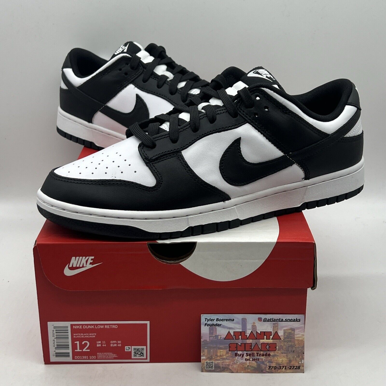 Size 12 - Nike Dunk Low Black White Brand New Og All