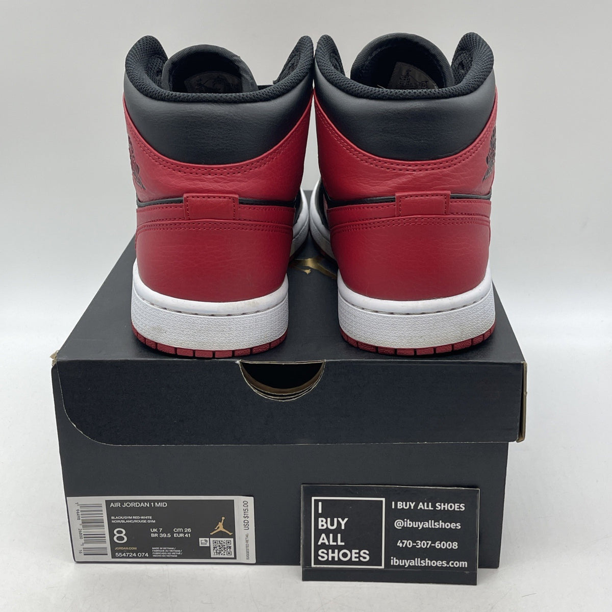 Size 8 - Air Jordan 1 Mid Banned 2020 (554724-074)