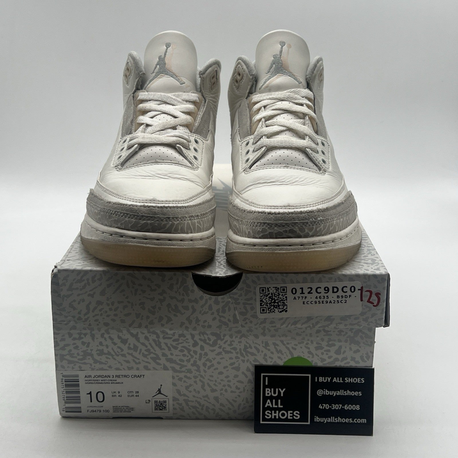 Size 10 - Air Jordan 3 Retro Craft Ivory/Grey White Leather (FJ9579-100)