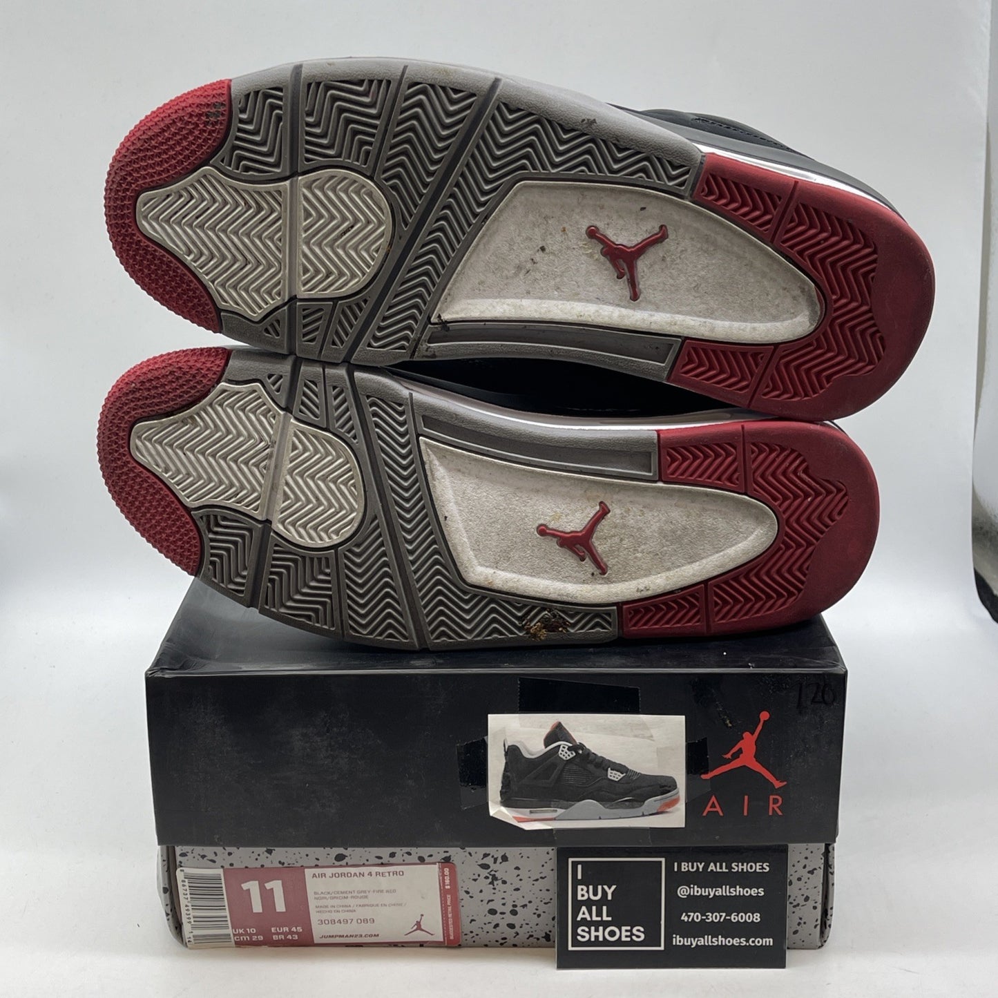 Size 11 - Jordan 4 Retro bred Black Red Suede (308497-089)