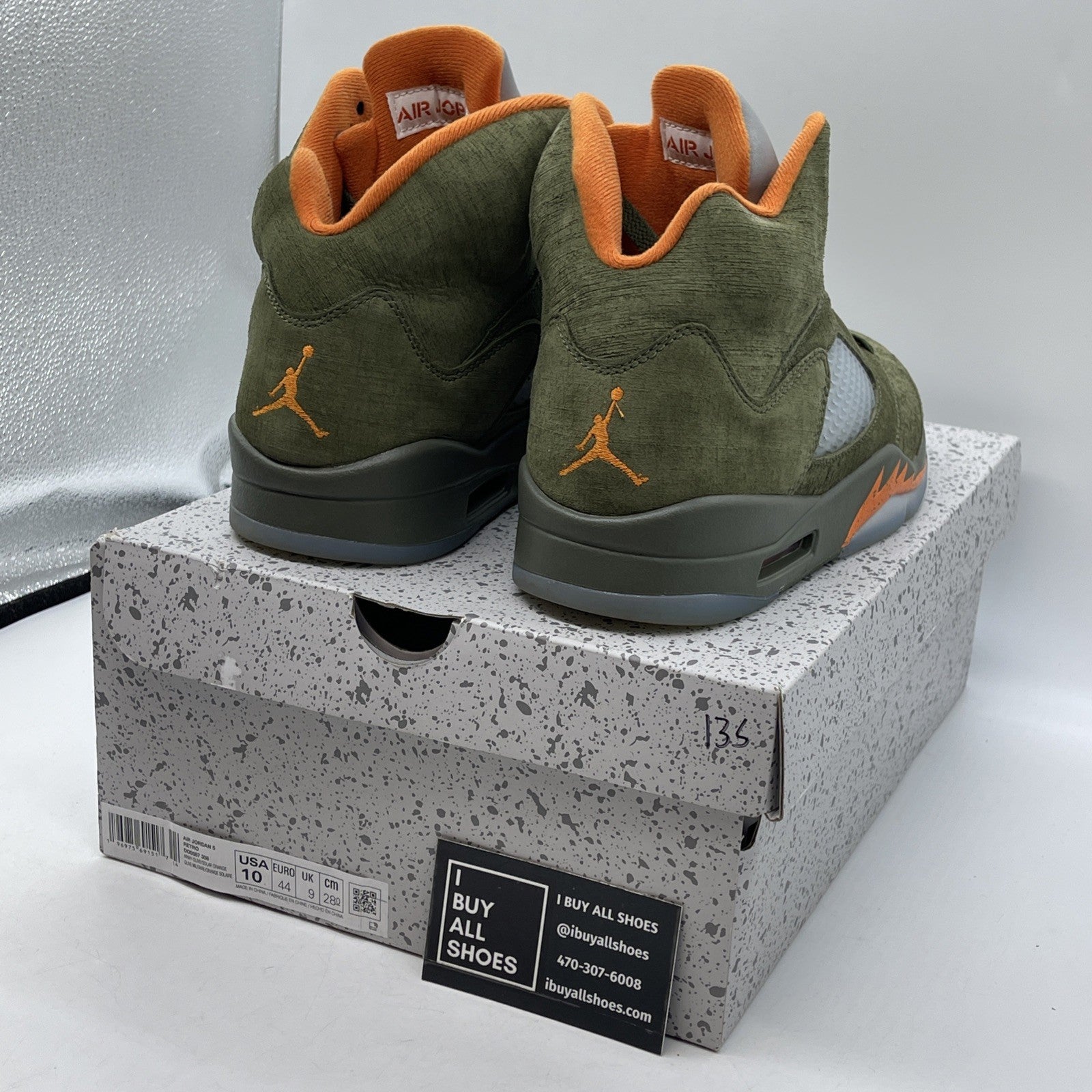 Size 10 - Air Jordan 5 Retro 2024 Olive Orange Suede (DD0587-308)