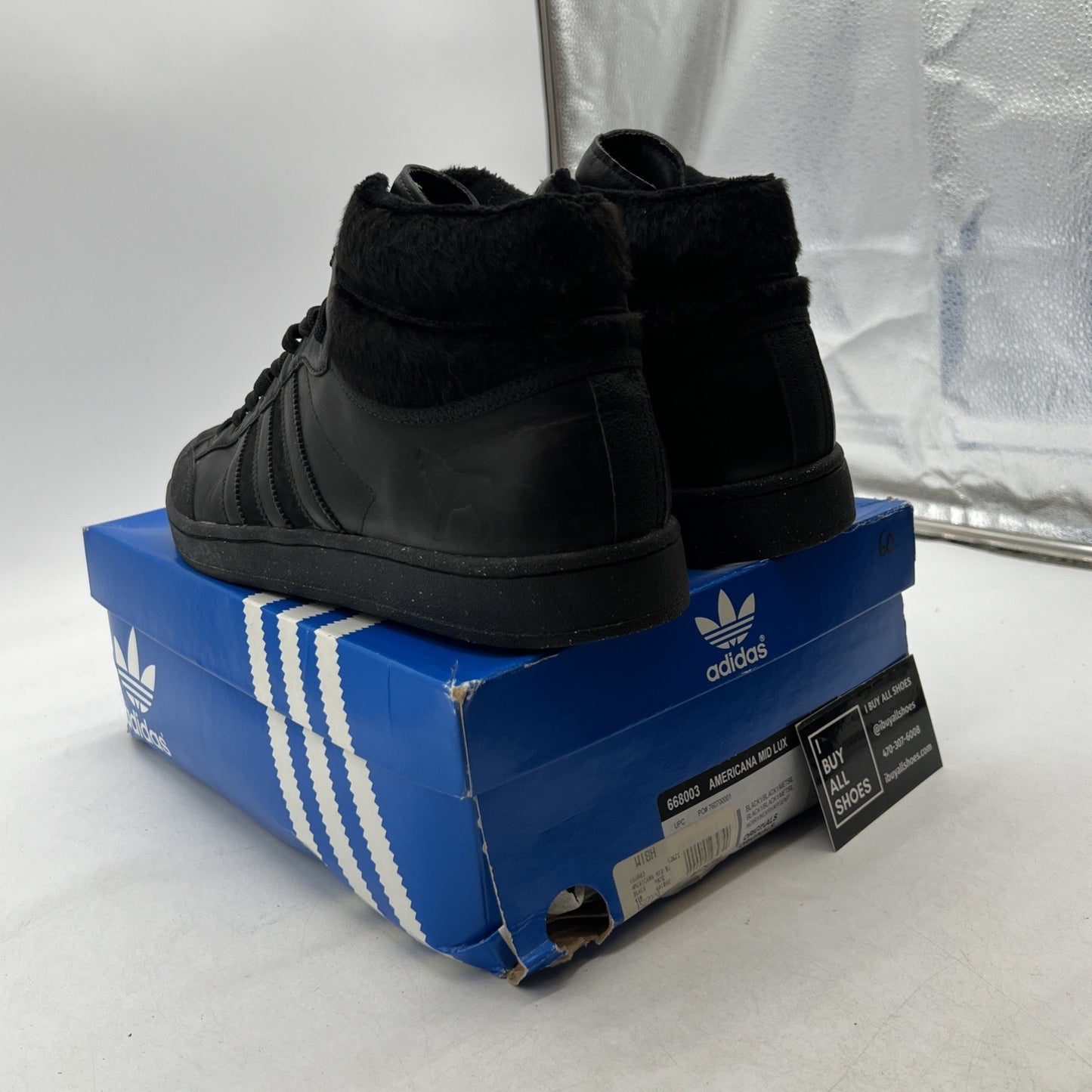 Size 11.5 - Adidas Sneakers Mens 2006 Americana Mid Lux Black Wolf (668003)