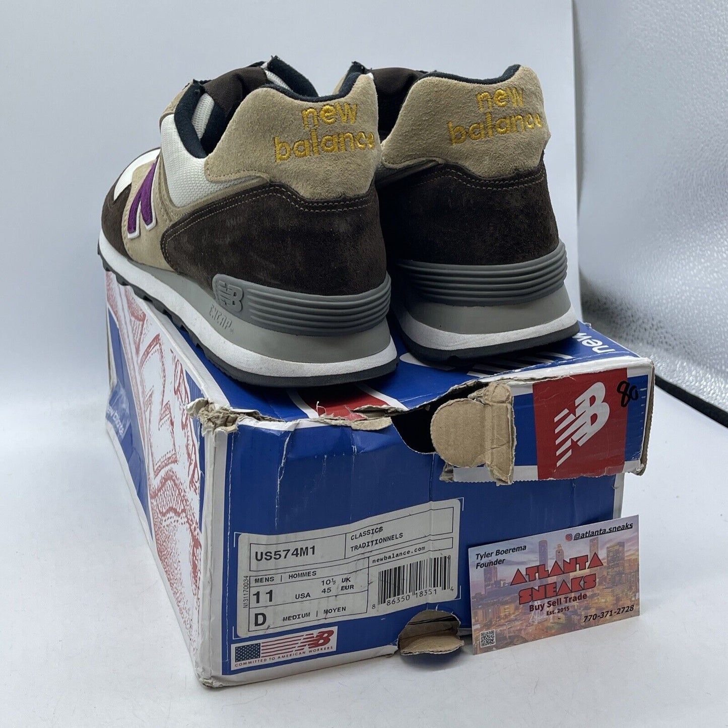 Size 11 - New Balance NB1 574 Custom Multicolor Brown Grey Suede (US574M1)