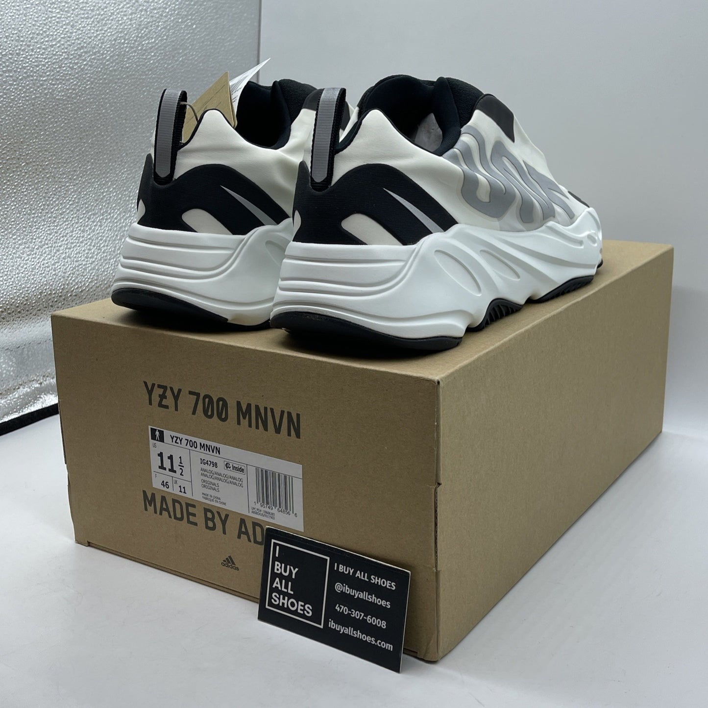 Size 11.5 - adidas Yeezy Boost 700 MNVN Laceless Analog White Black (IG4798)