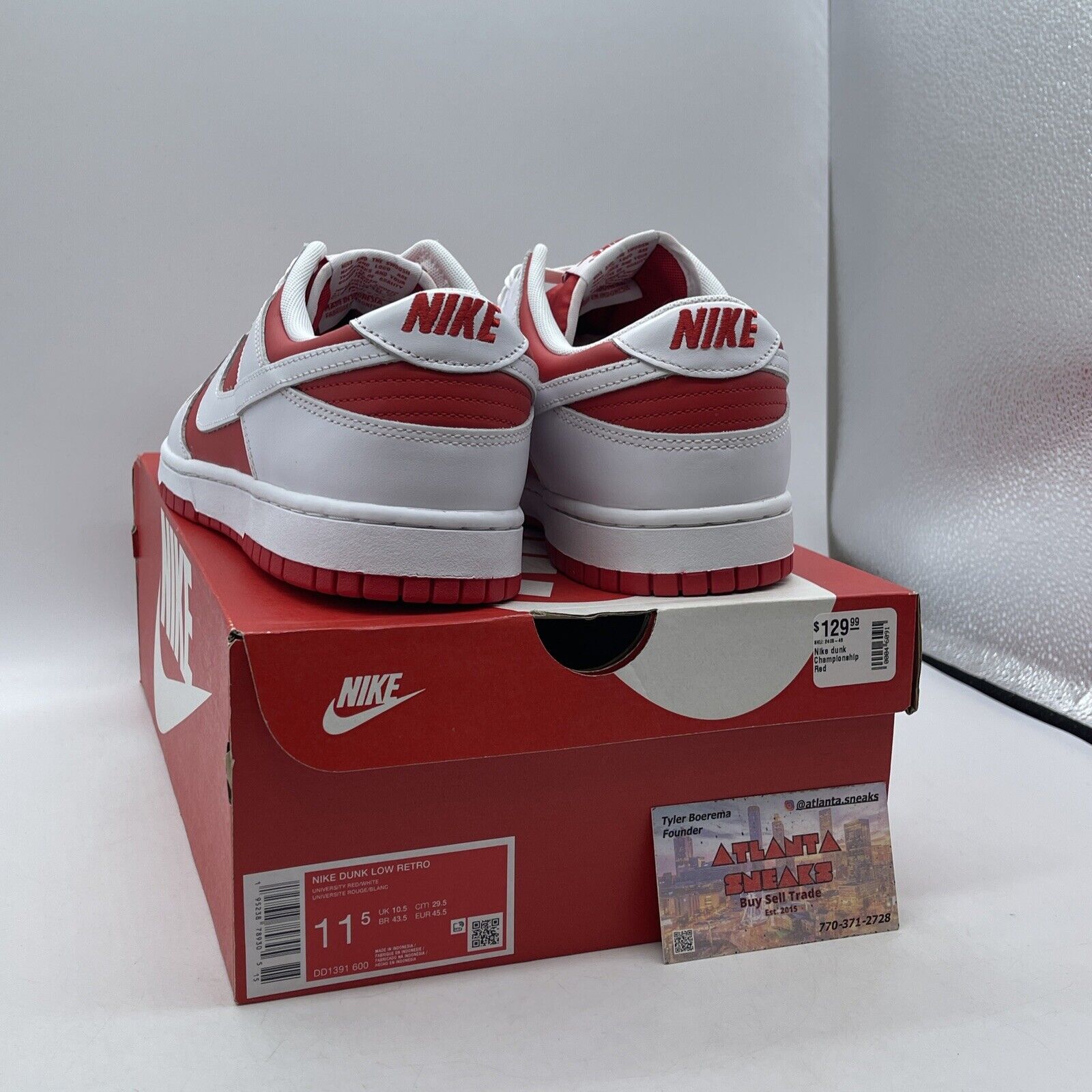 Size 11.5 - Nike Dunk Low Championship Red White Leather (DD1391-600)