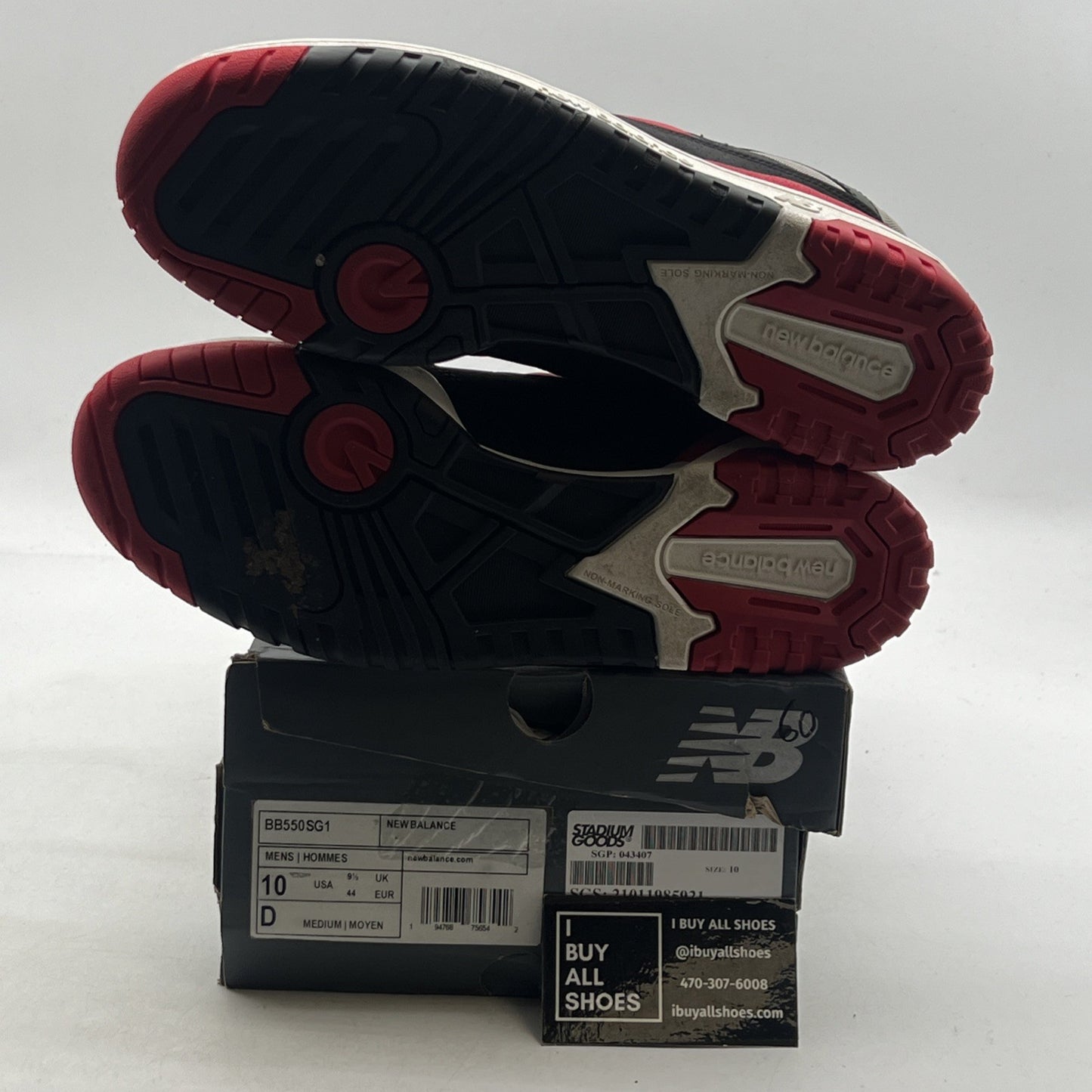 Size 10 - New Balance 550 Black Red (BB550SG1)