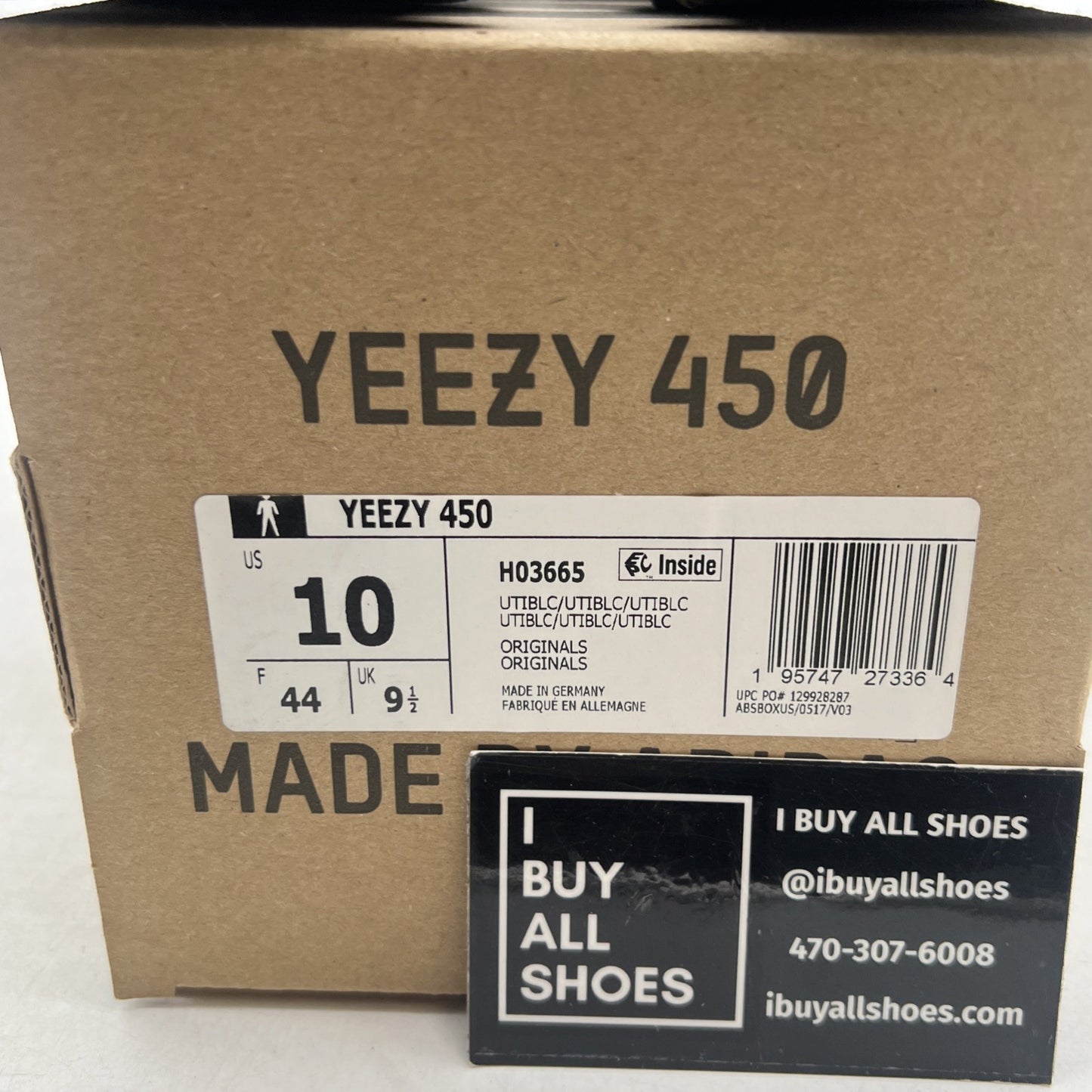 Size 10 - adidas Yeezy 450 Utility Black (H03665)