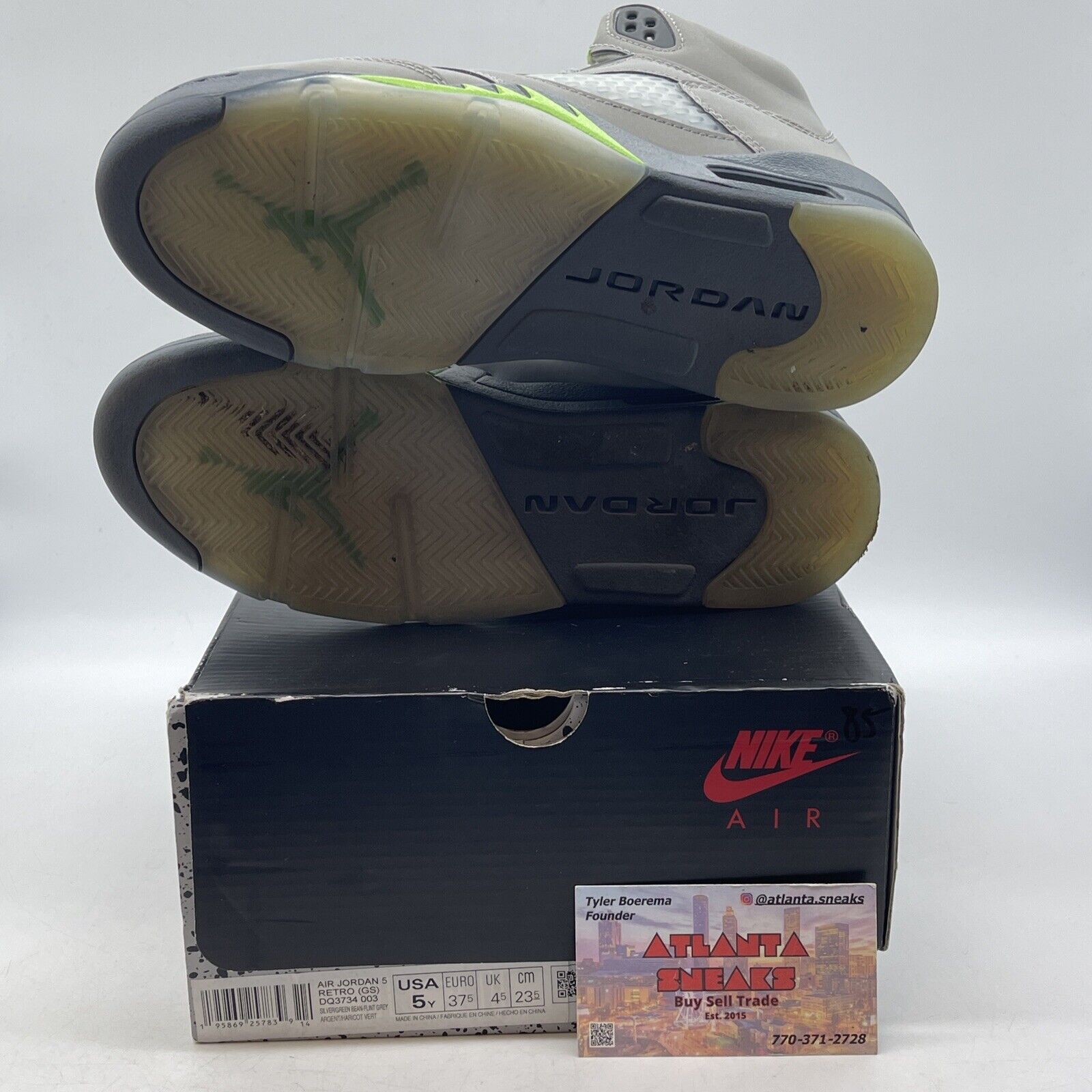 Size 5 (GS) - Jordan 5 Retro 2022 Mid Green Bean Grey (DQ3734-003)