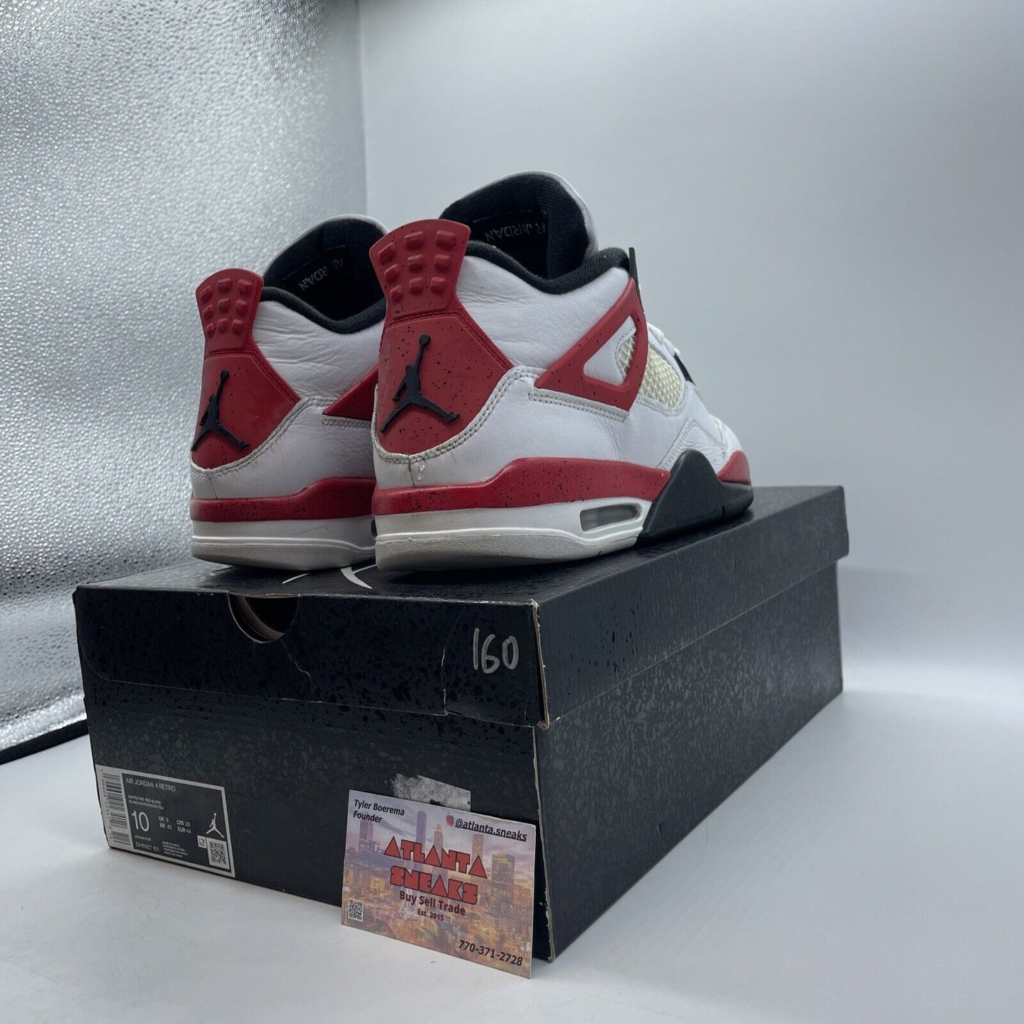 Size 10 - Jordan 4 Retro Mid Red Cement White Black Leather (DH6927-161)