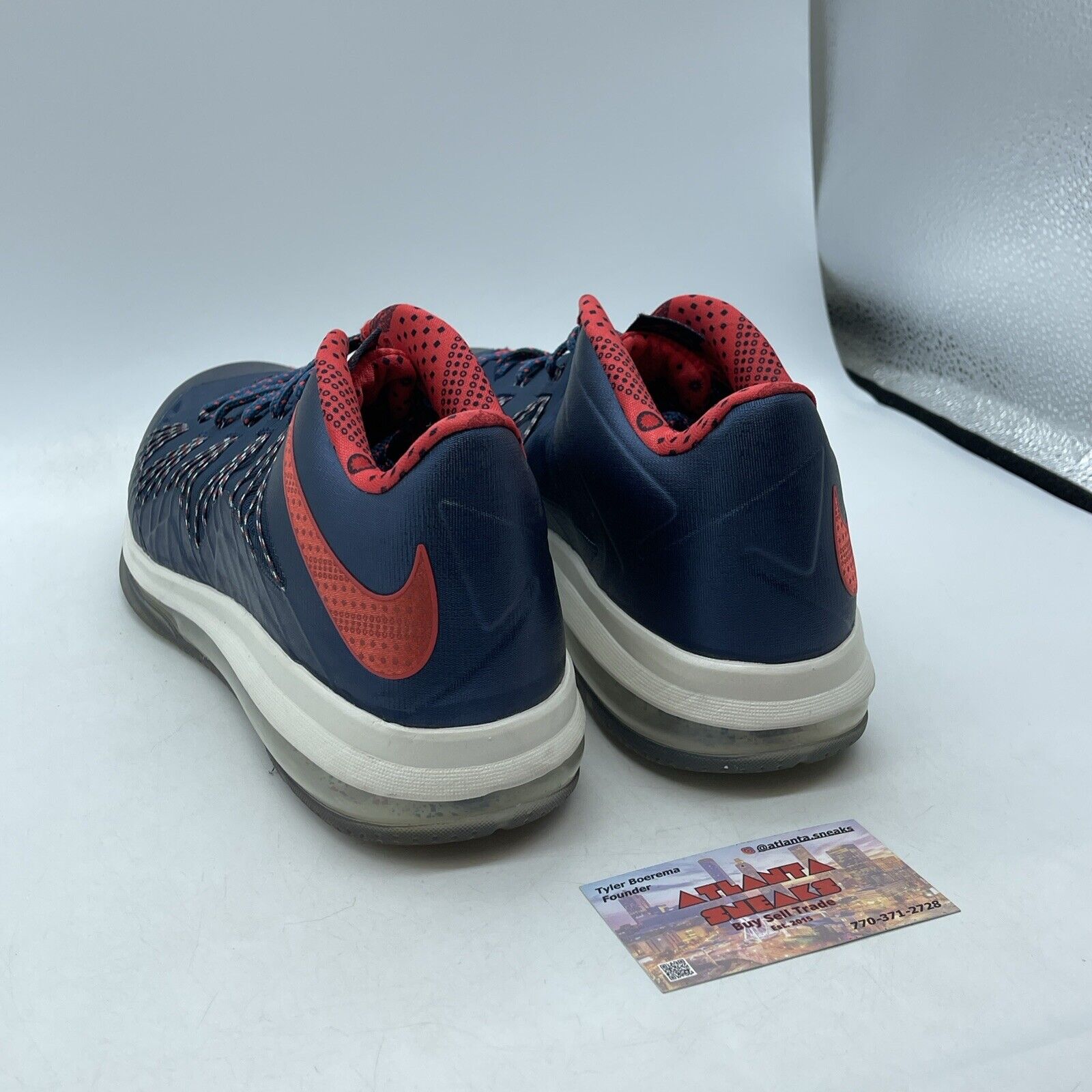 Size 11 - Nike Air Max LeBron 10 Low USA Blue Red Leather Suede (579765-400)