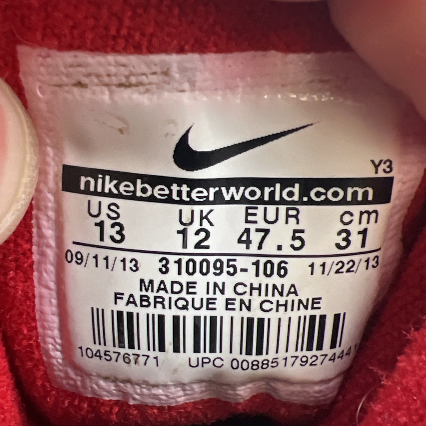 Size 13 - Nike Air Force 180 White University Red (310095-106)