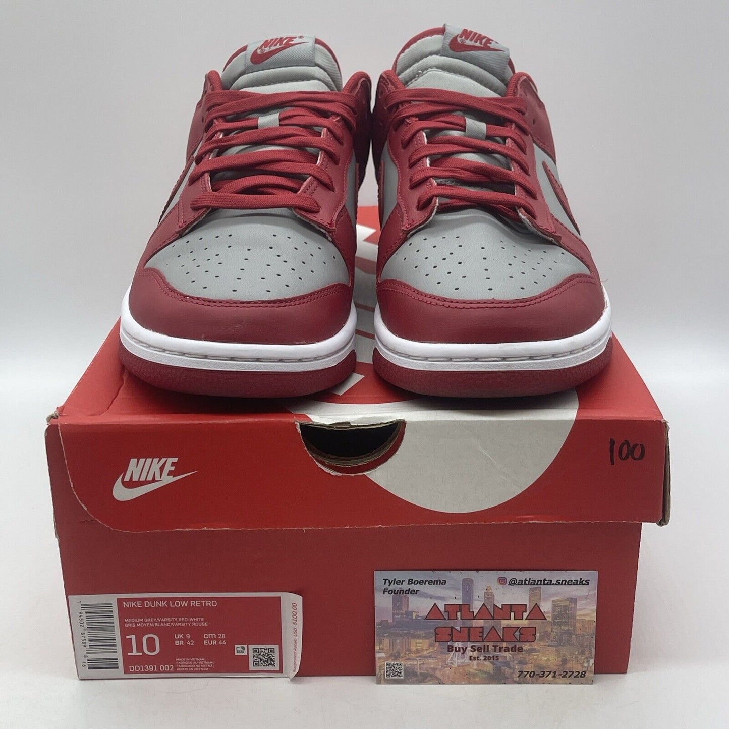 Size 10 - Nike Dunk Low SP UNLV 2021 Grey Red White Leather (DD1391-002)