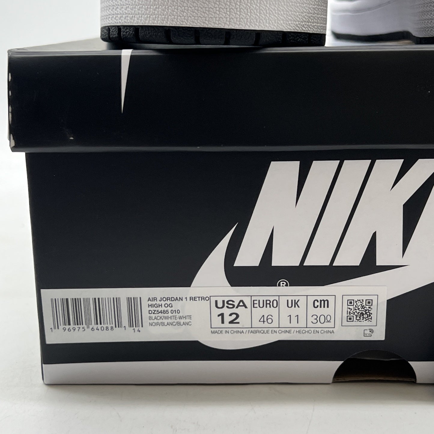 Size 12 - Air Jordan 1 Retro OG High Black White 2.0 (DZ5485-010)