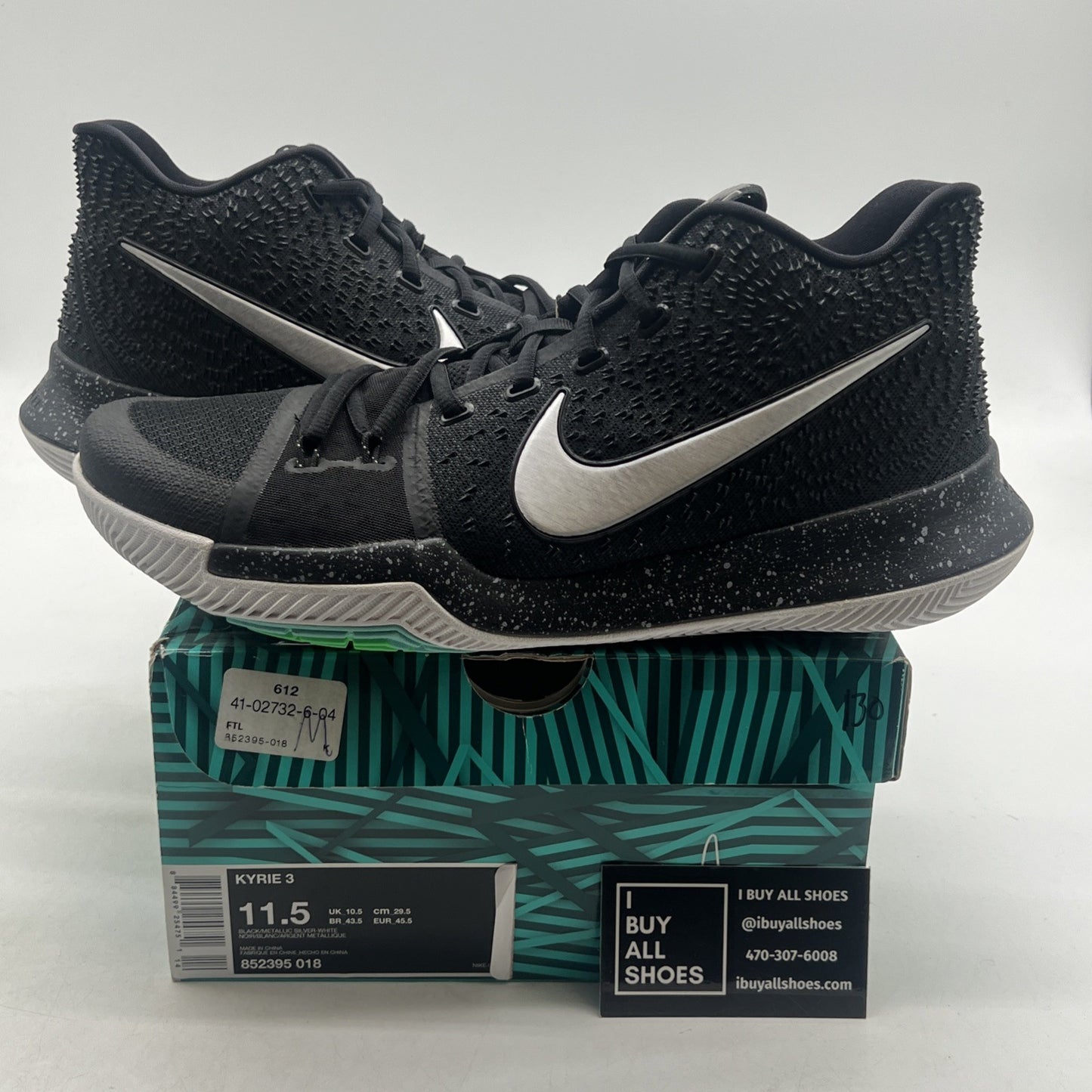 Size 11.5 - Nike Kyrie 3 Black Ice (852395-018)