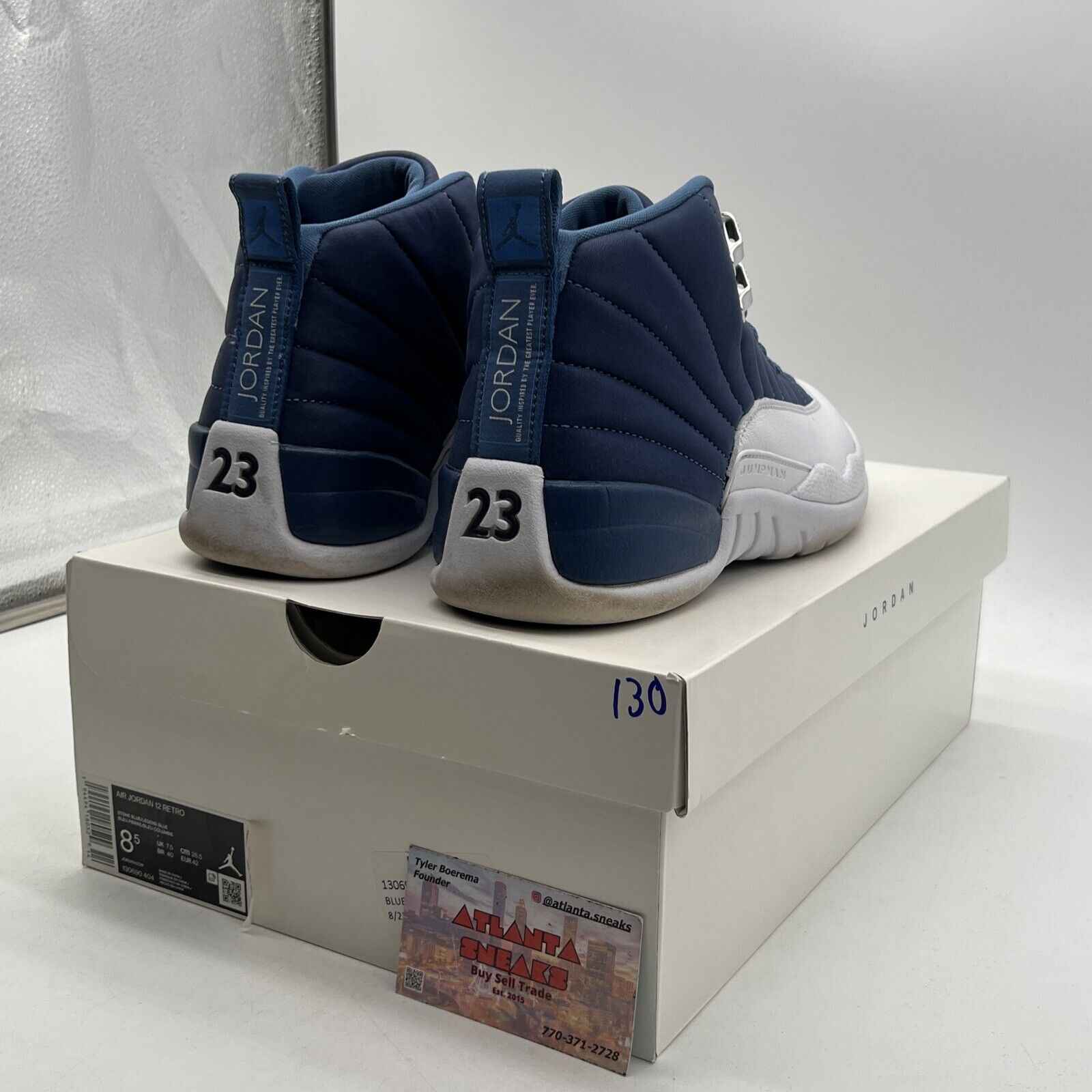 Size 8.5 - Jordan 12 Retro Indigo 2020 Navy White Blue Leather (130690-404)