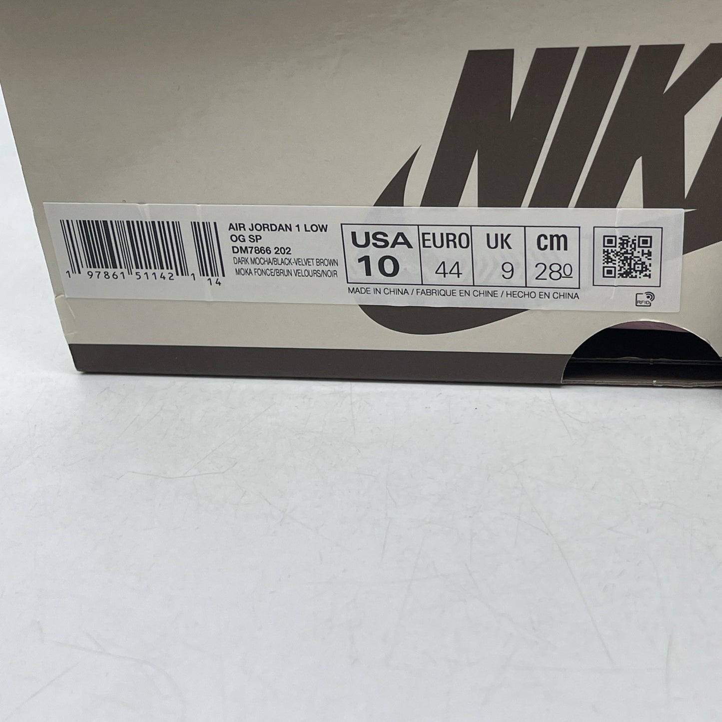 Size 10 - Travis Scott x Air Jordan 1 Retro OG SP Low Velvet Brown (DM7866-202)