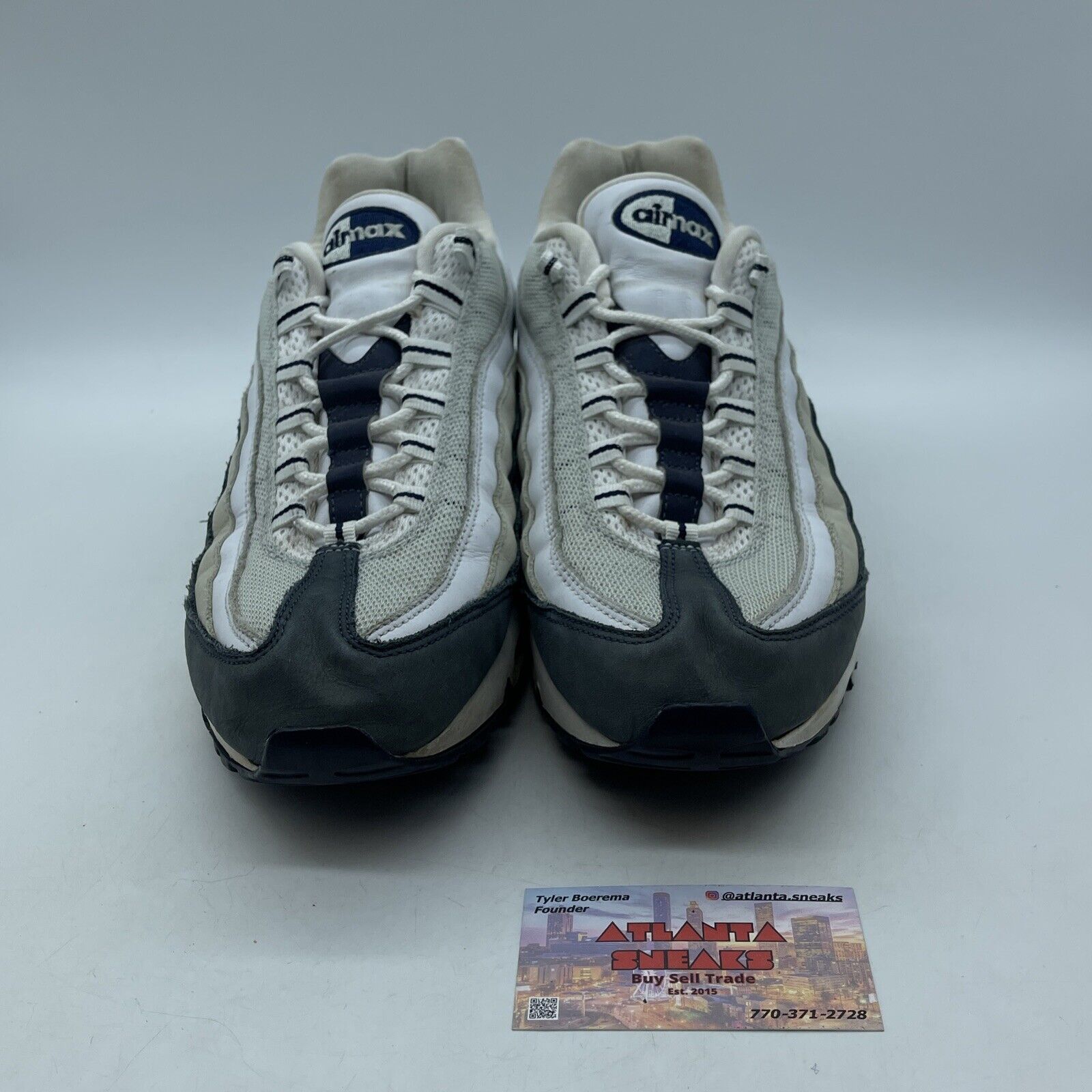 Size 11 - Nike Air Max 95 White Midnight Navhy  White Suede Leather (609048-112)