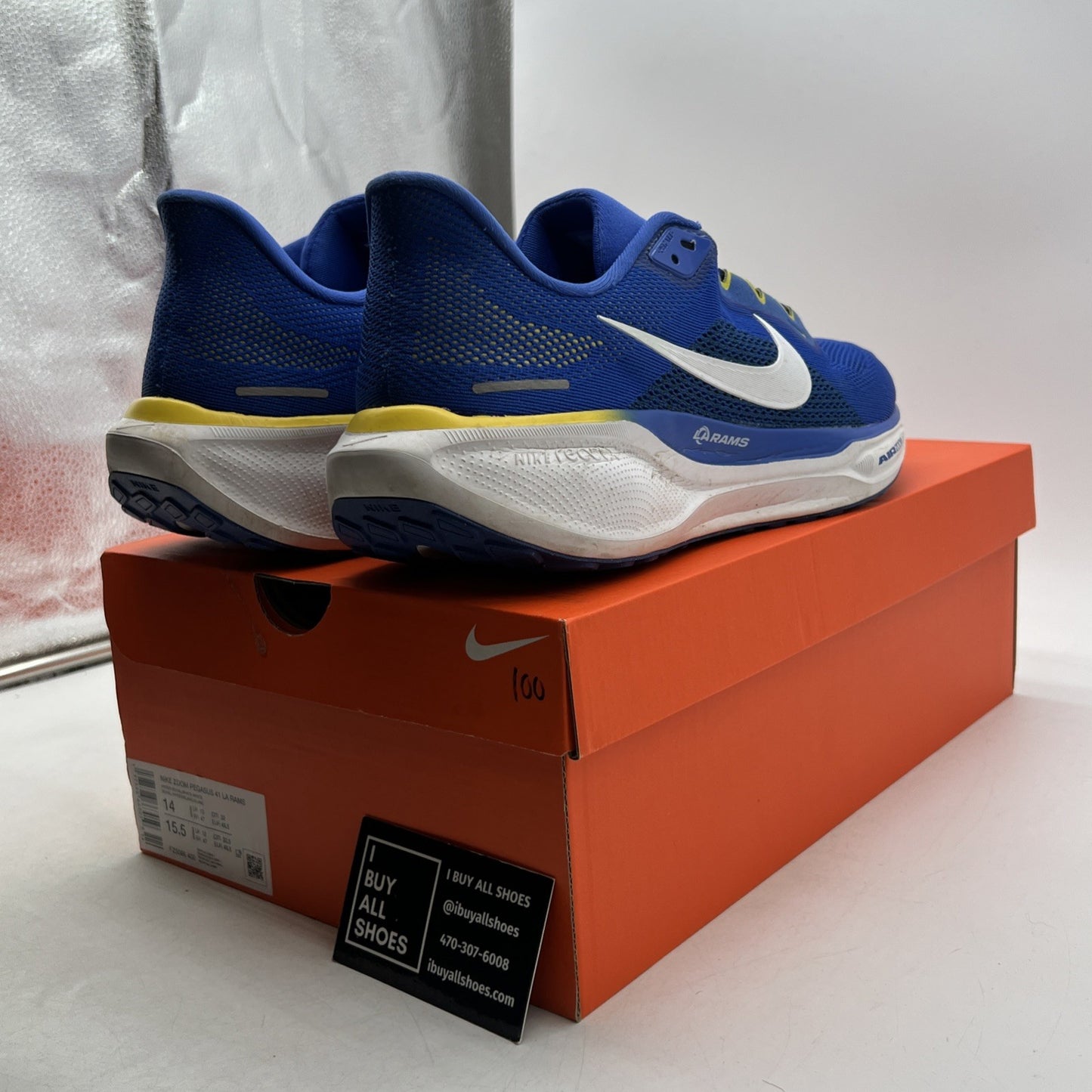 Size 14 - Nike Air Zoom Pegasus 41 Los Angeles Rams Unisex (FZ5086-400)