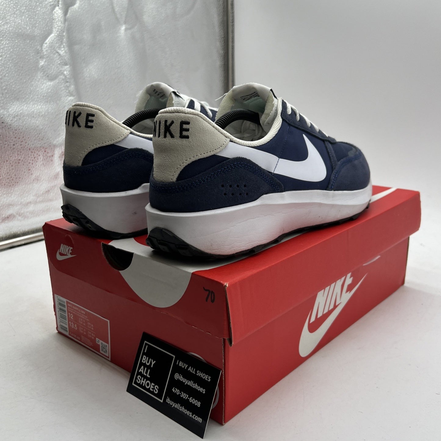 Size 12 - Nike Waffle NAV Shoes Casual Navy Blue White (FJ4195-400)