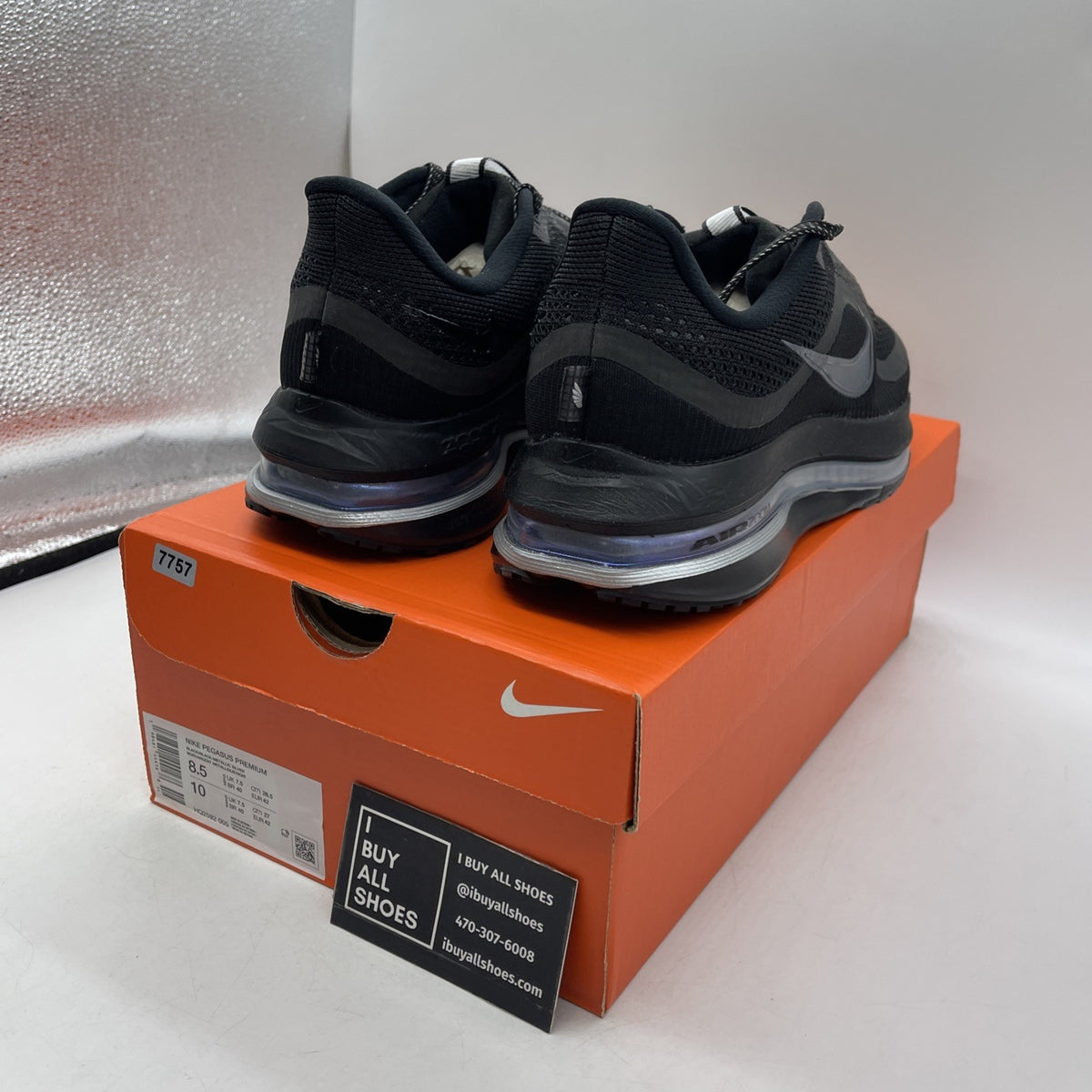 Size 8.5 - Nike Pegasus Premium Black Metallic Silver (HQ2592-005)