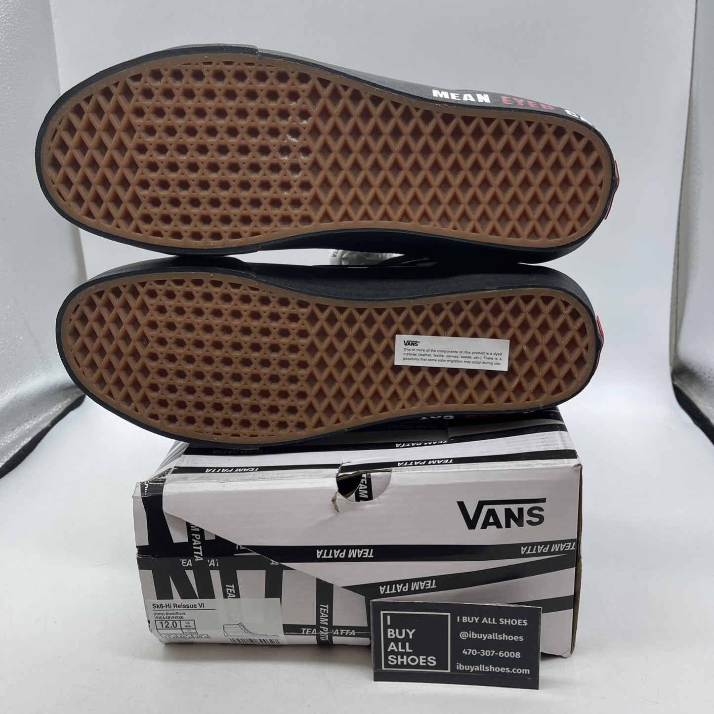 Size 12 - Patta X Vans Vault SK8-HI Reissue VLT LX - Black “MEAN EYED CAT”