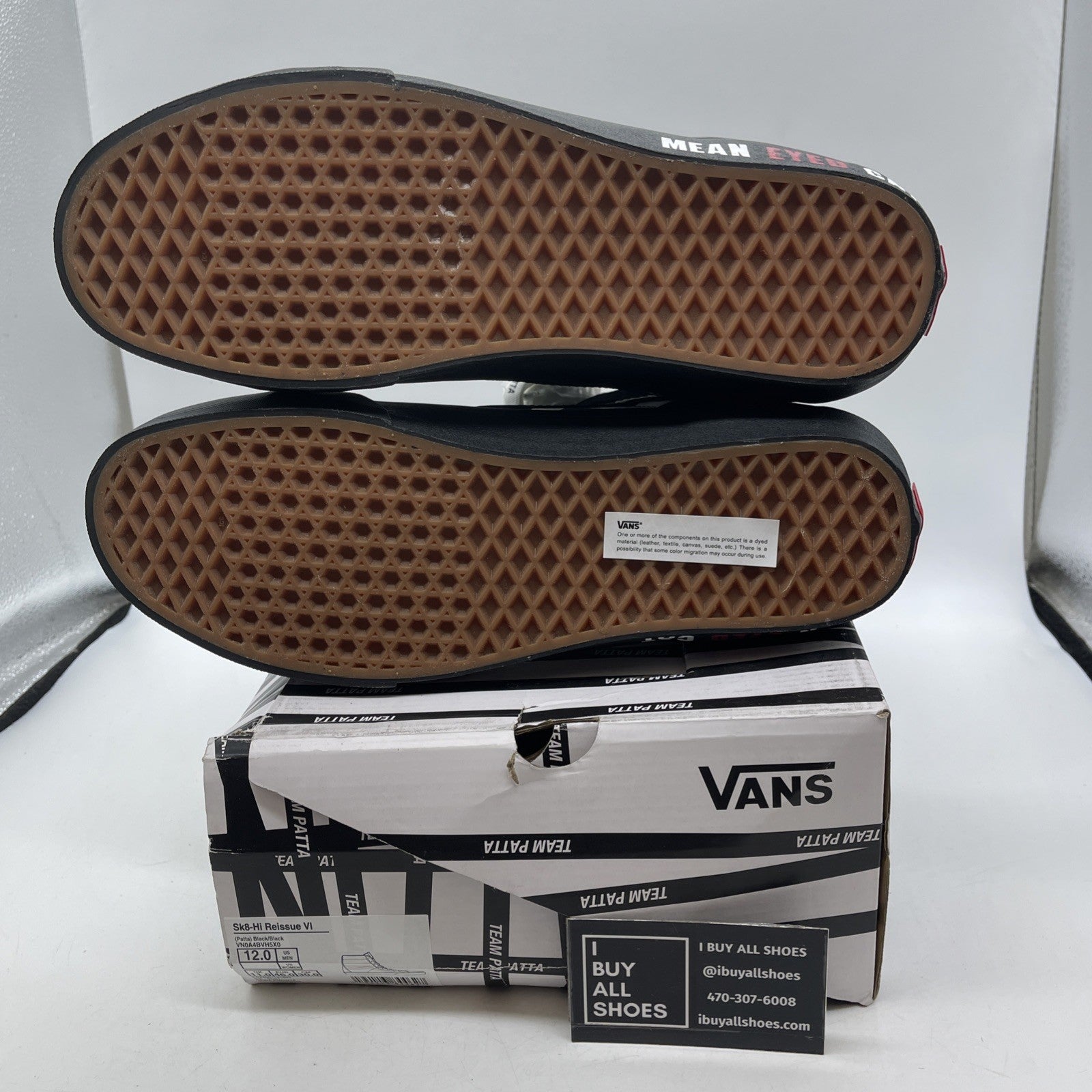 Size 12 - Patta X Vans Vault SK8-HI Reissue VLT LX - Black “MEAN EYED CAT”
