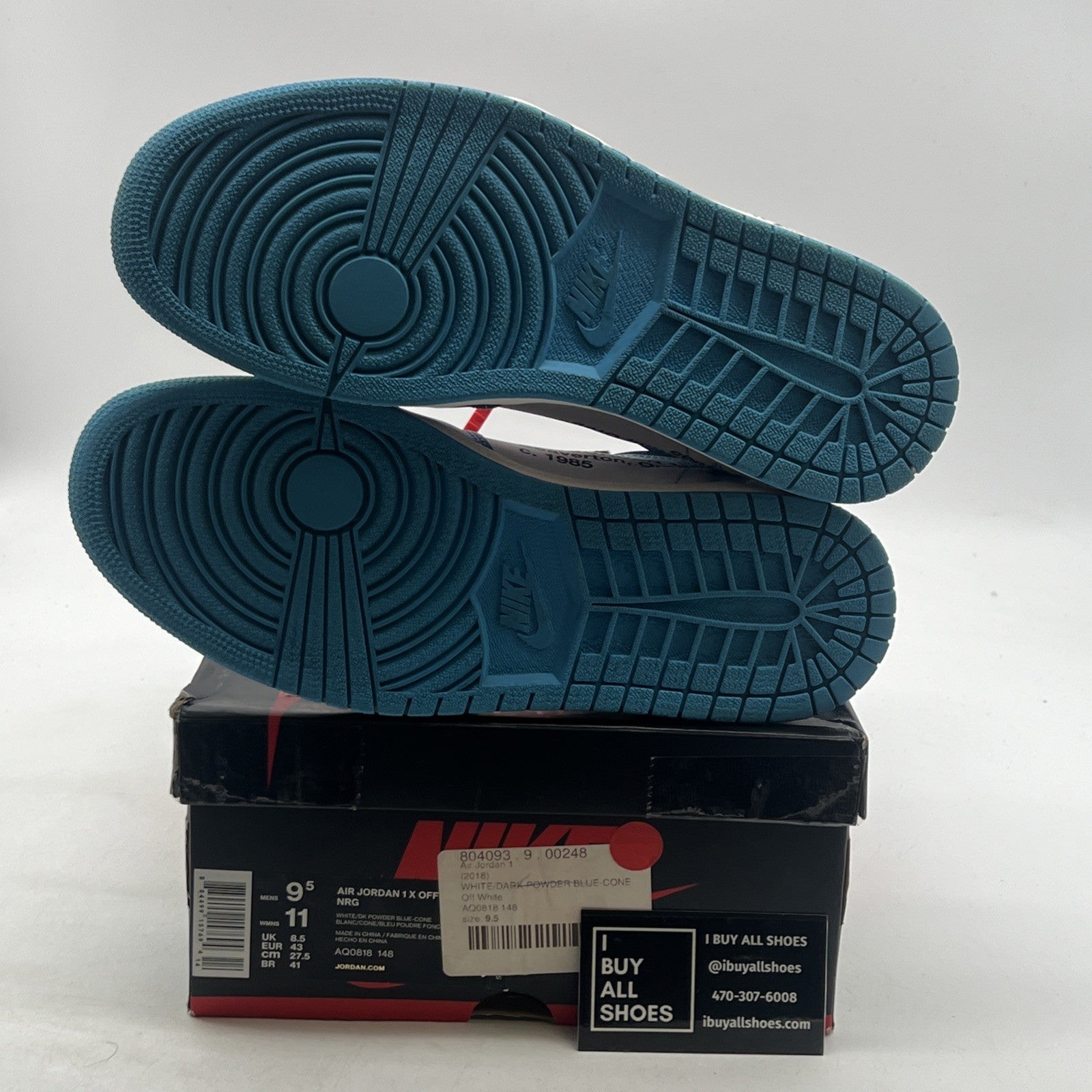 Size 9.5 - Air Jordan 1 Retro OG x Off-White High UNC (AQ0818-148)