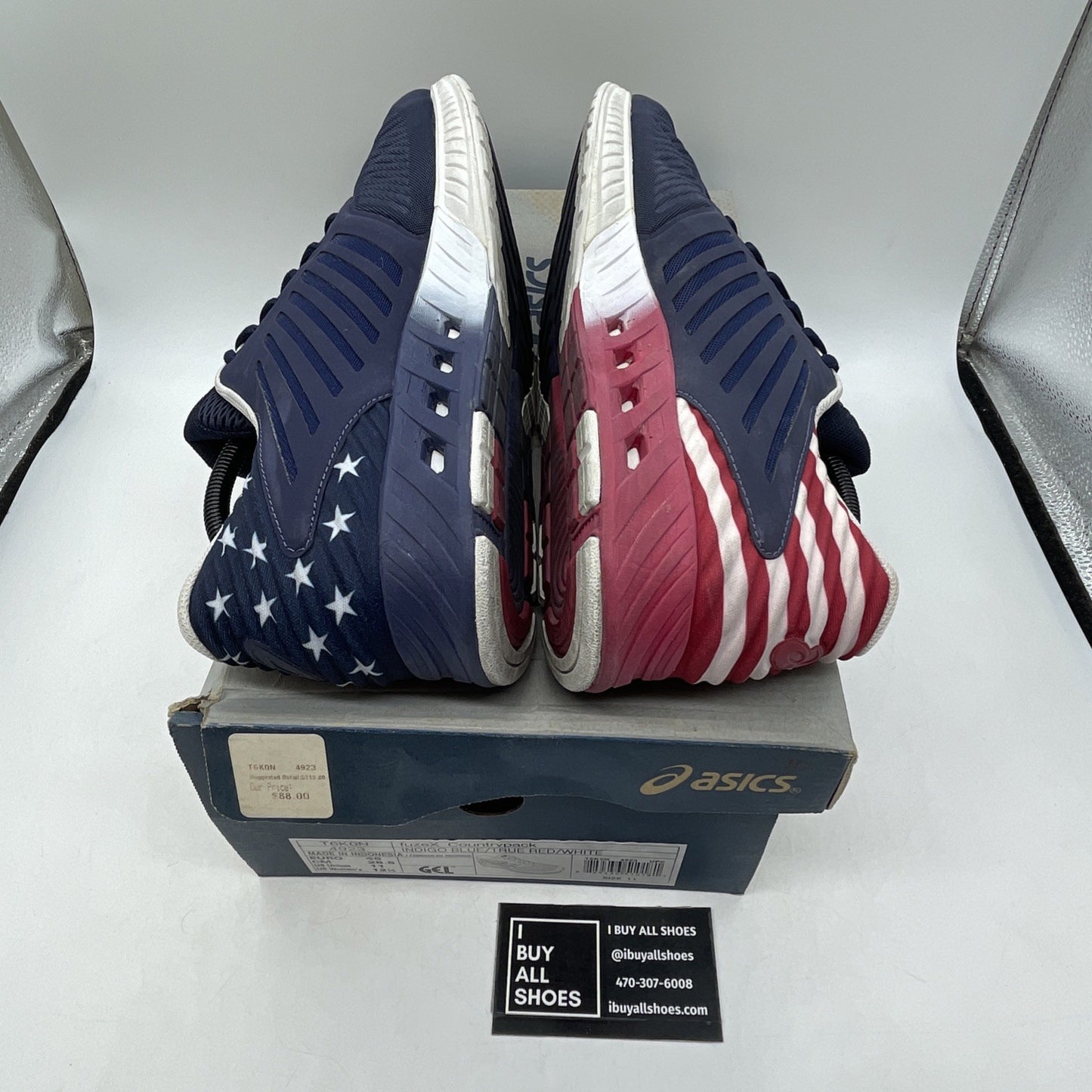 Size 11 - Asics FuzeX Country Pack USA  Running Trainers Navy (T6K0N)