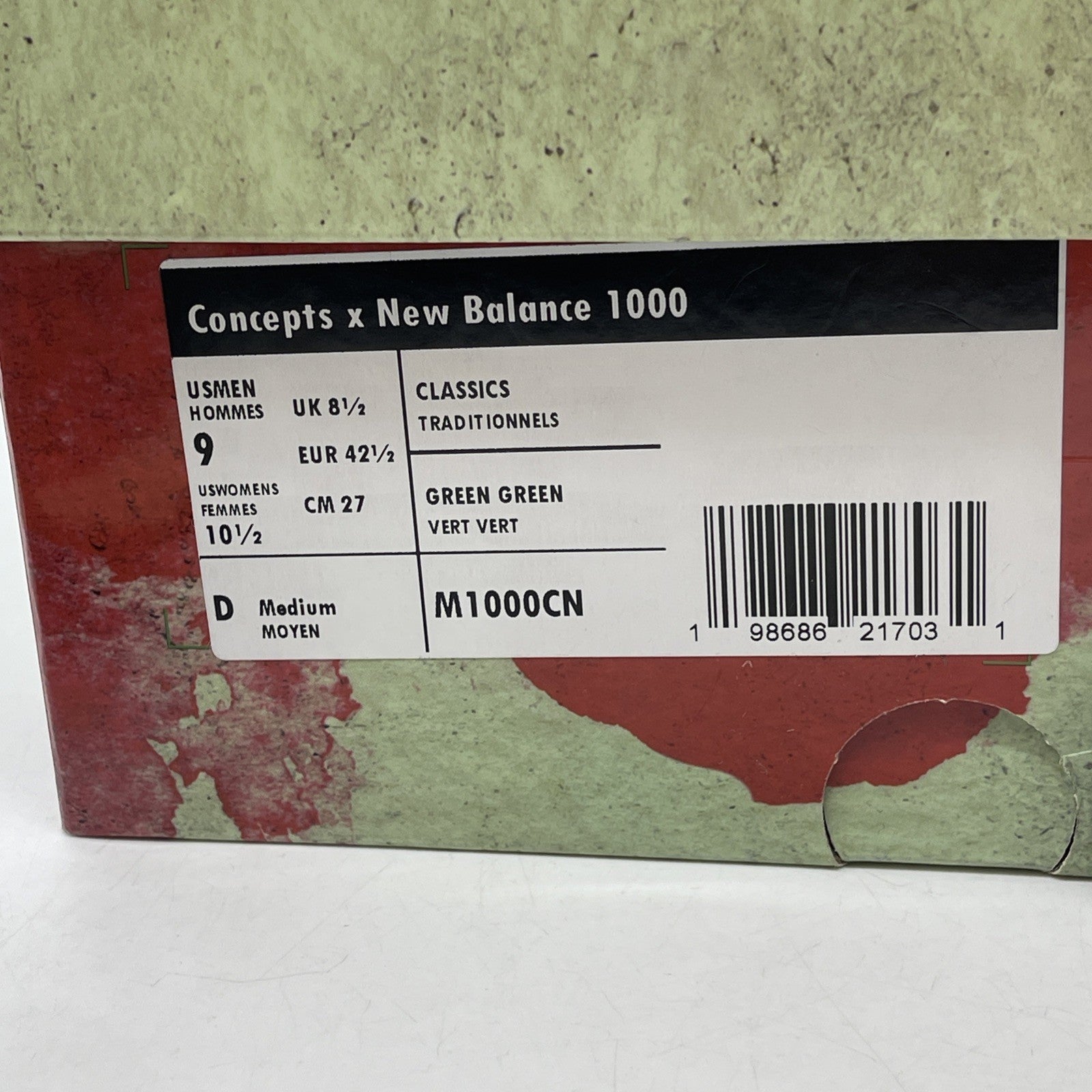 Size 9 - New Balance Concepts x 1000 Míle Green Suede Leather (M1000CN)