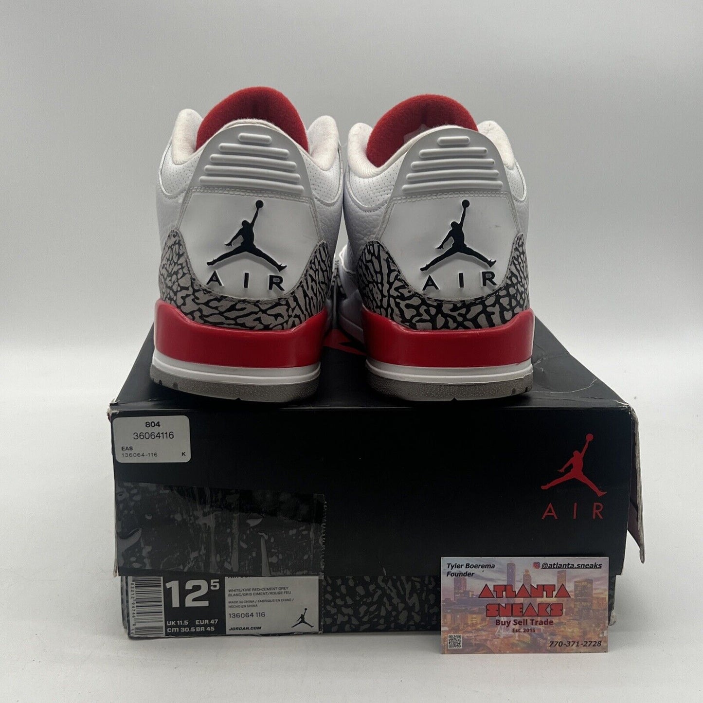 Size 12.5 - Jordan 3 Retro Hall of Fame 2018 White Grey (136064-116)