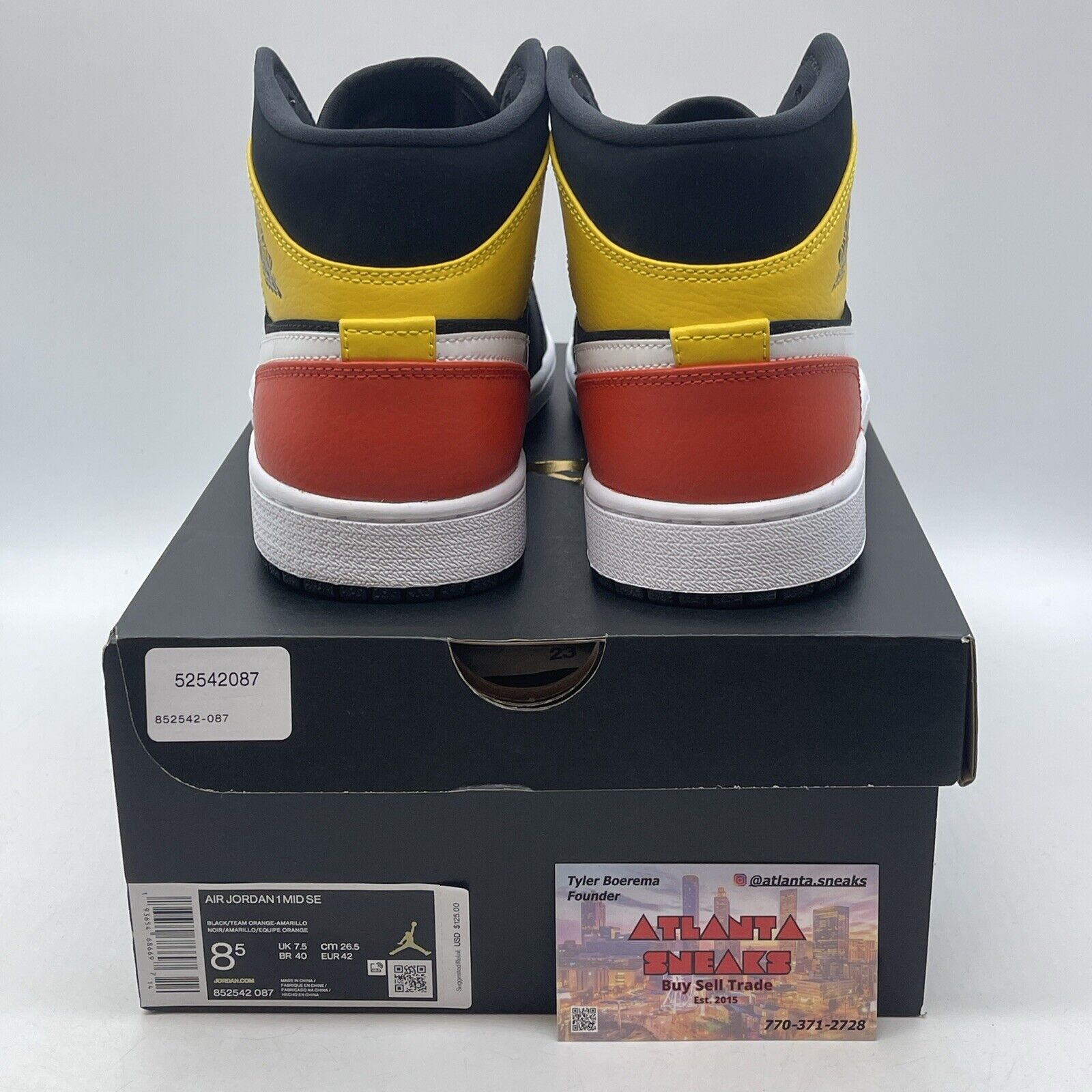 Size 8.5 - Air Jordan 1 SE Mid Amarillo Yellow Black White Suede (852542-087)