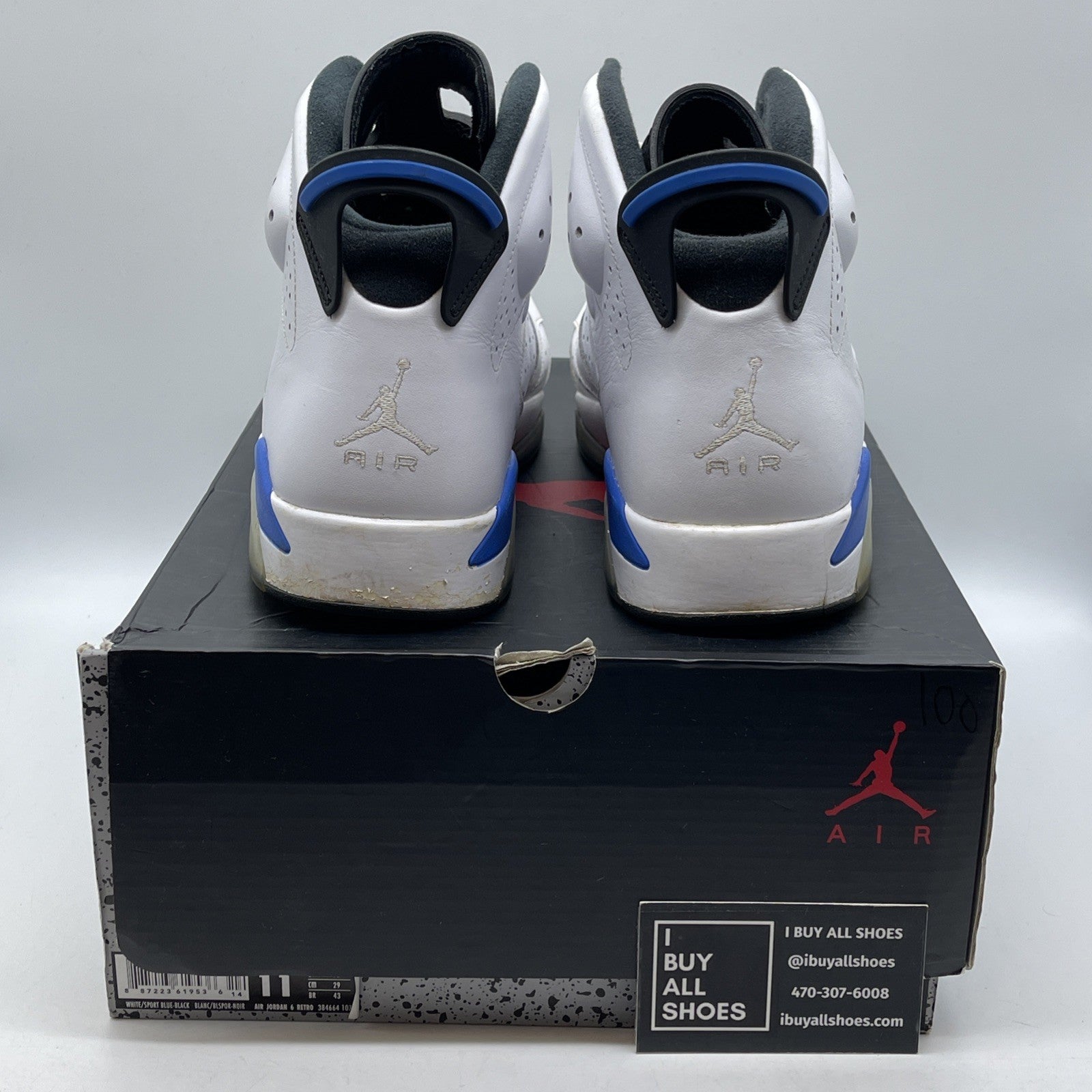 Size 11 - Air Jordan 6 Retro 2014 Sport Blue White Leather (384664-107)