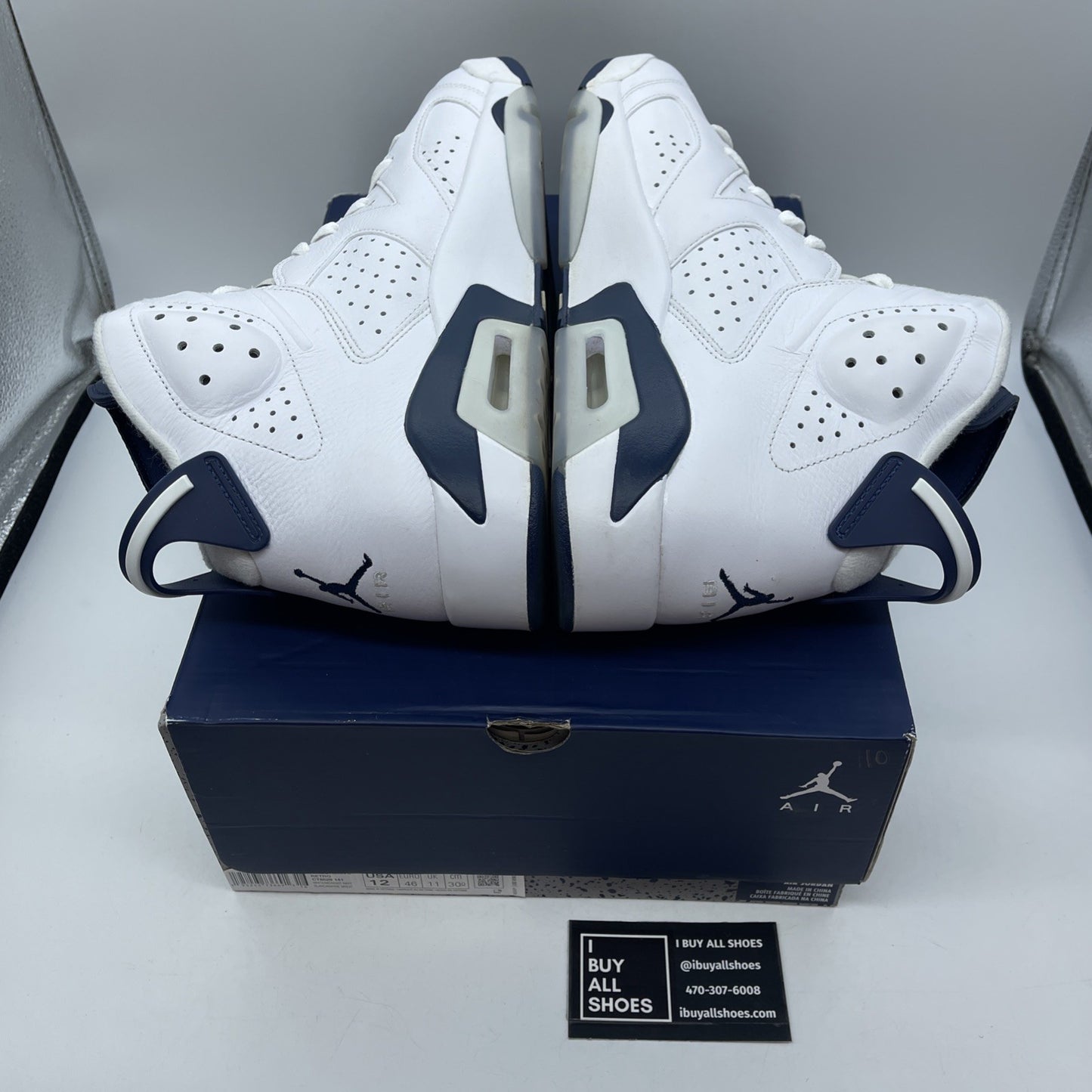 Size 12 - Jordan 6 Retro Midnight Navy Blue White Leather (CT8529-141)