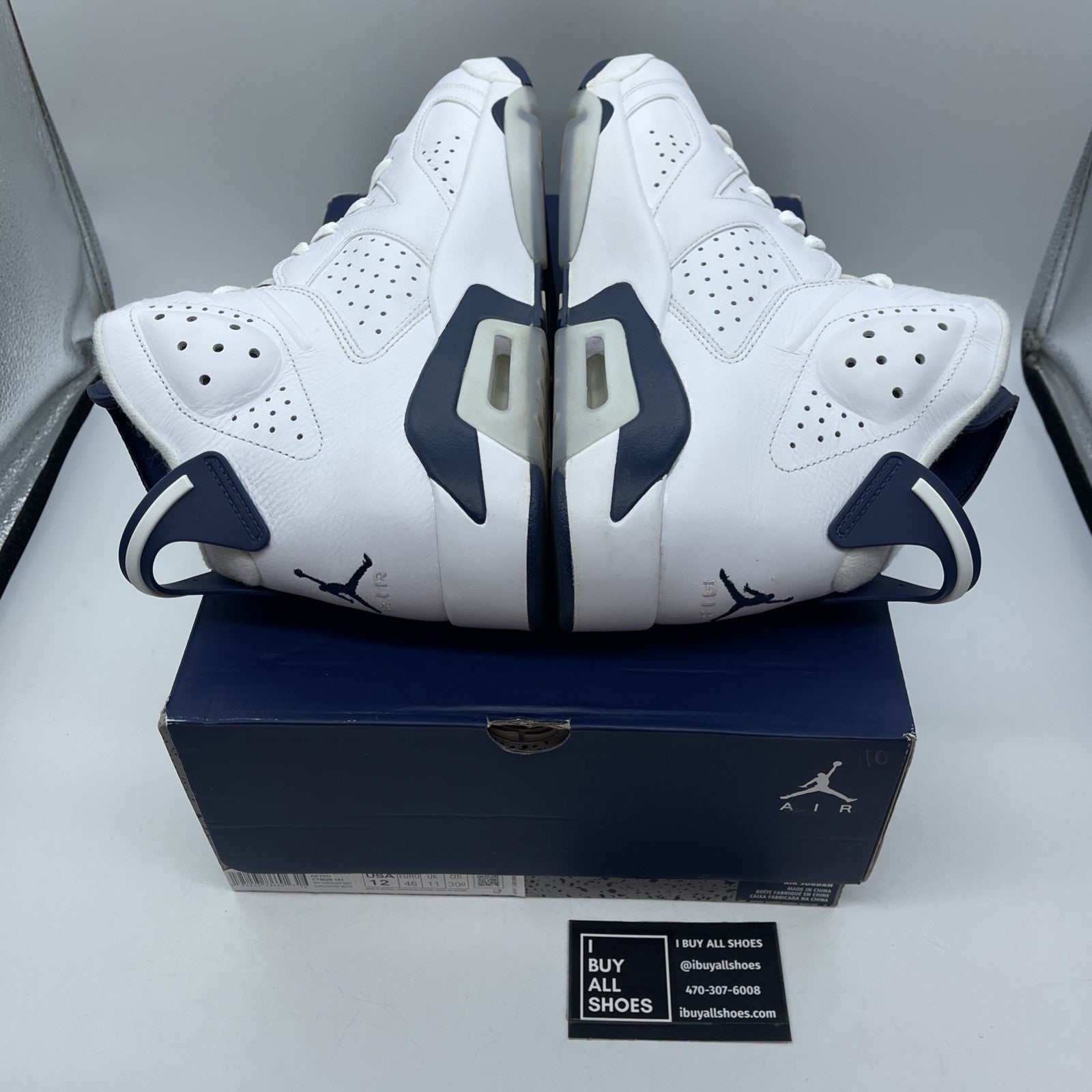 Size 12 - Jordan 6 Retro Midnight Navy Blue White Leather (CT8529-141)