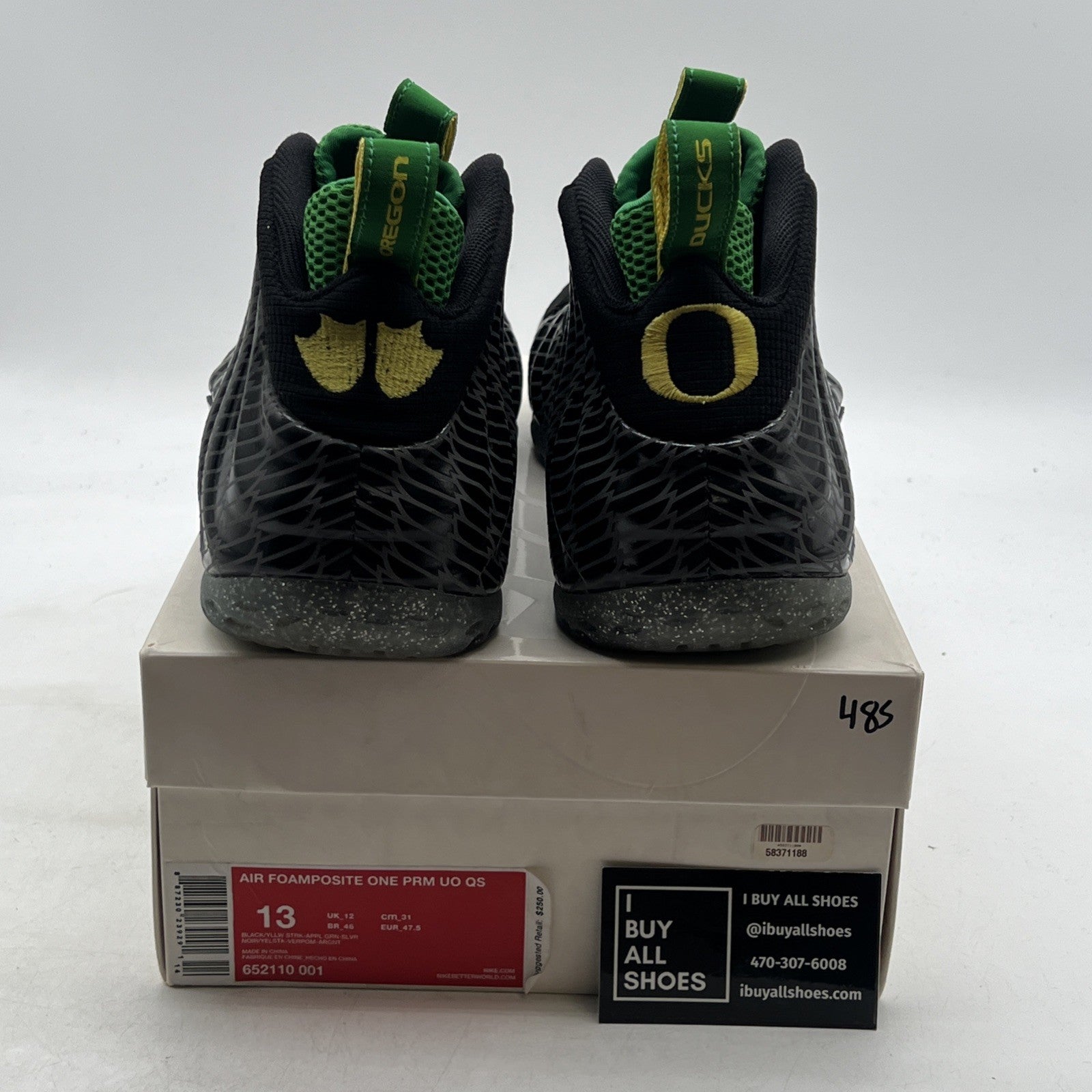 Size 13 - Nike Air Foamposite One Oregon Ducks (652110-001)